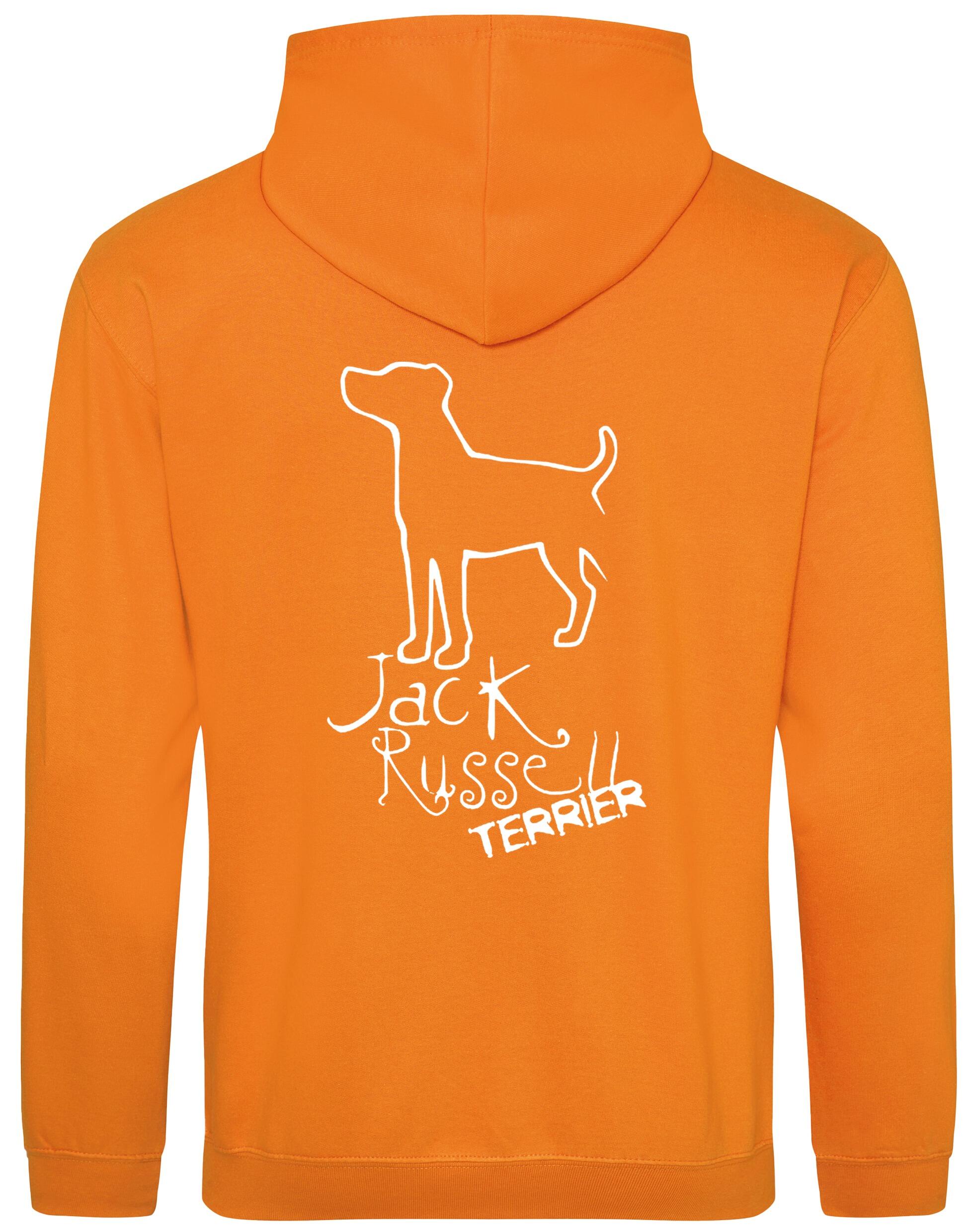 Jack Russell Terrier Pullover Hoodie with exclusive breed artwork, paw prints, and personalization options, crafted from premium heavy-blend fabric for warmth and style.