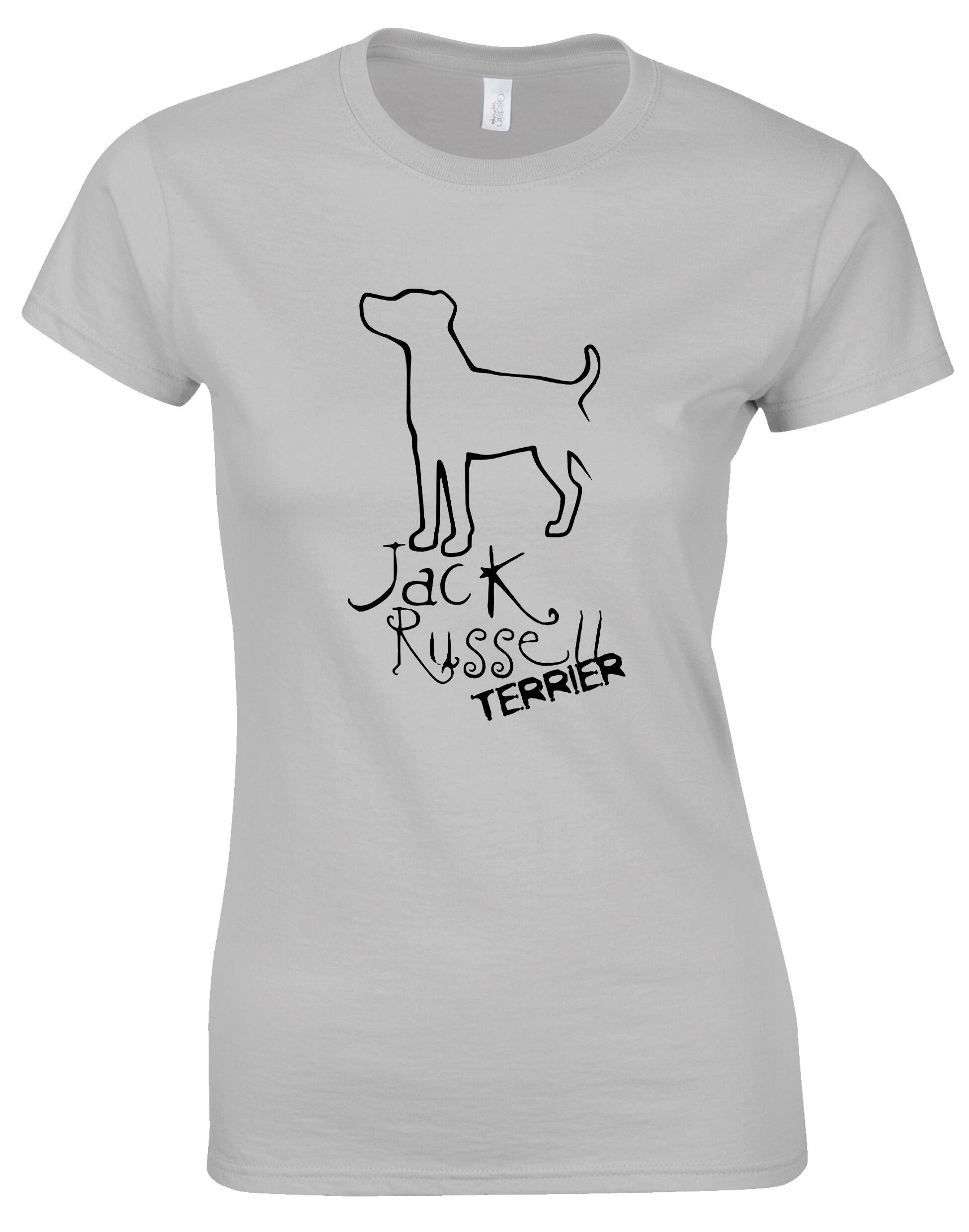 Jack Russell Terrier Female Roundneck T-shirt featuring exclusive breed artwork, soft breathable cotton fabric, and a flattering feminine fit for casual comfort and style.
