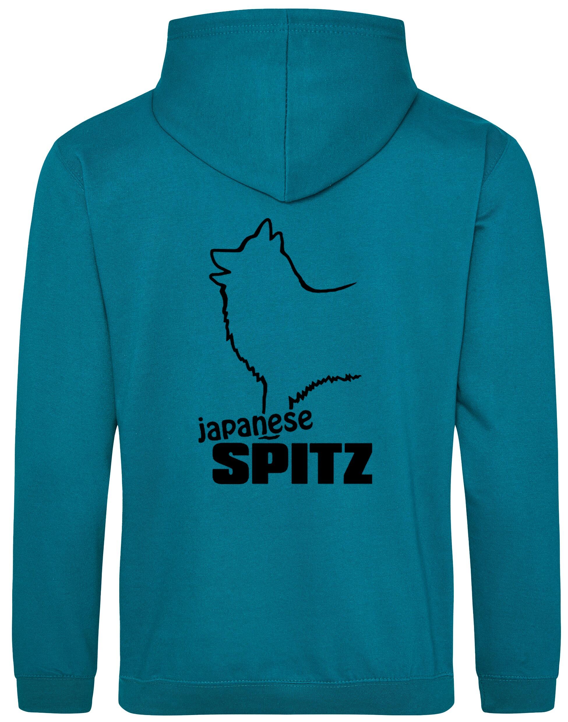 Pullover hoodie featuring exclusive Japanese Spitz artwork, a cozy fleece lining, and personalization options, designed for breed enthusiasts.