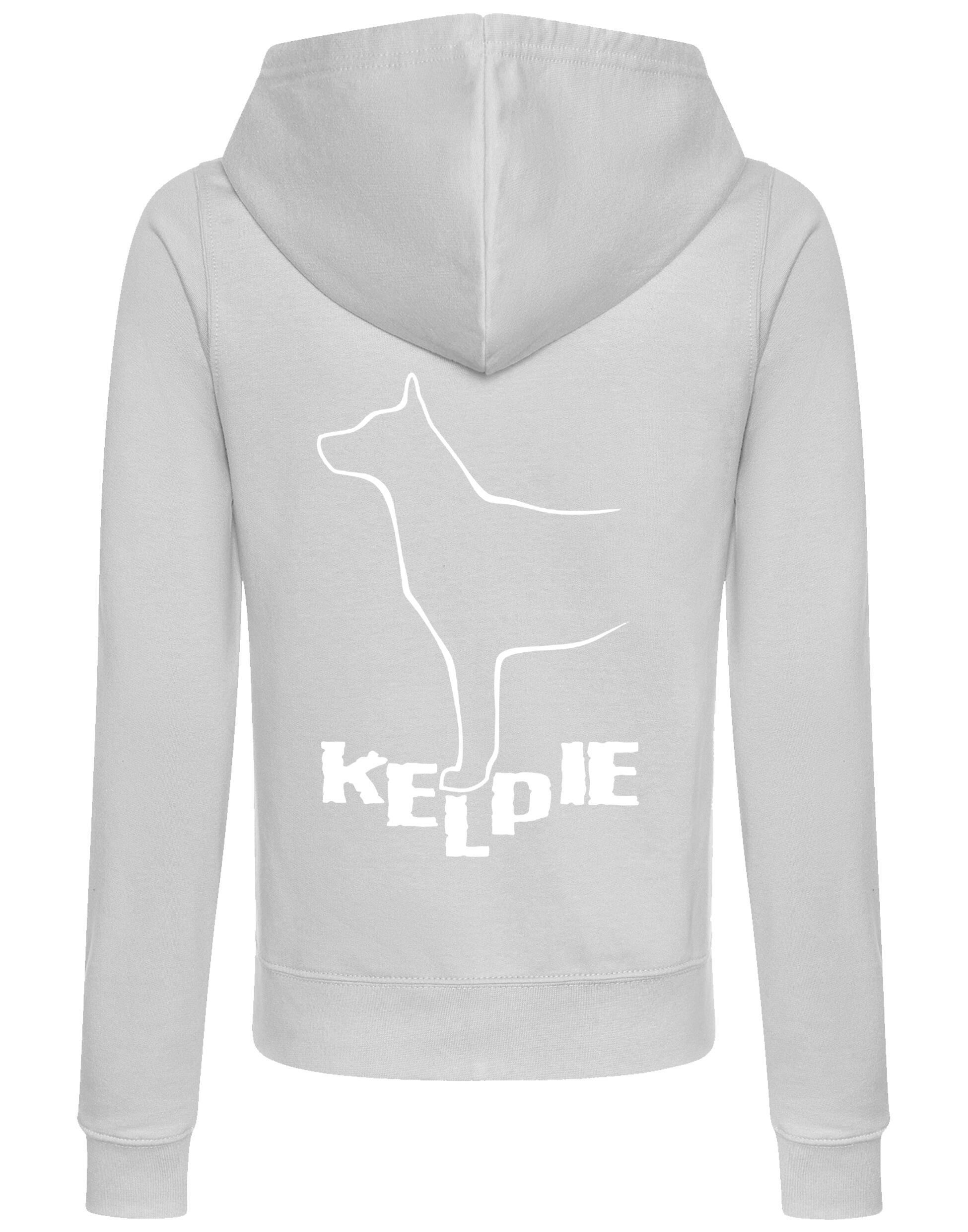 Kelpi Women’s Zipped Hoodie with exclusive breed-inspired artwork, breathable fabric, and practical features for stylish comfort.