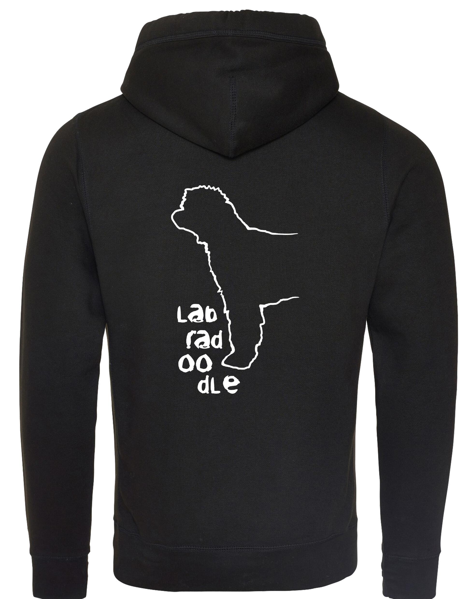 Labradoodle Crossneck Pullover Hoodie with exclusive breed artwork, cozy brushed fleece, and practical kangaroo pocket.