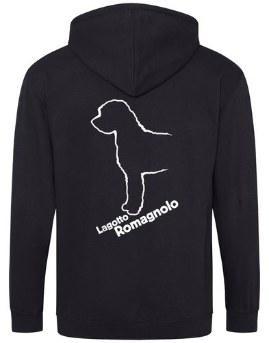Lagotto Romagnolo Zipped Hoodie featuring exclusive breed artwork, a cosy fleece interior, and practical front pockets.
