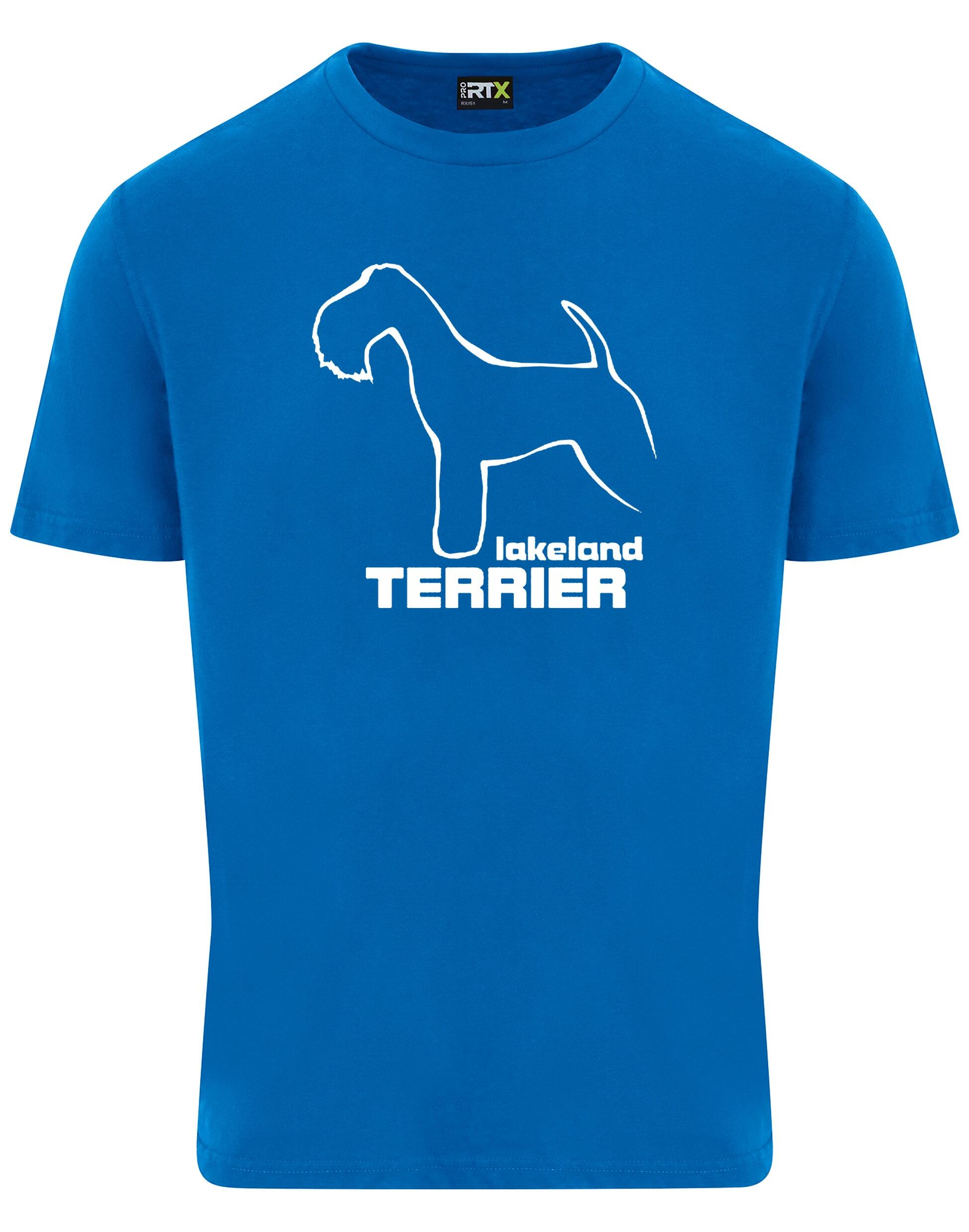 Unisex roundneck T-shirt featuring an exclusive Lakeland Terrier design in premium cotton fabric.