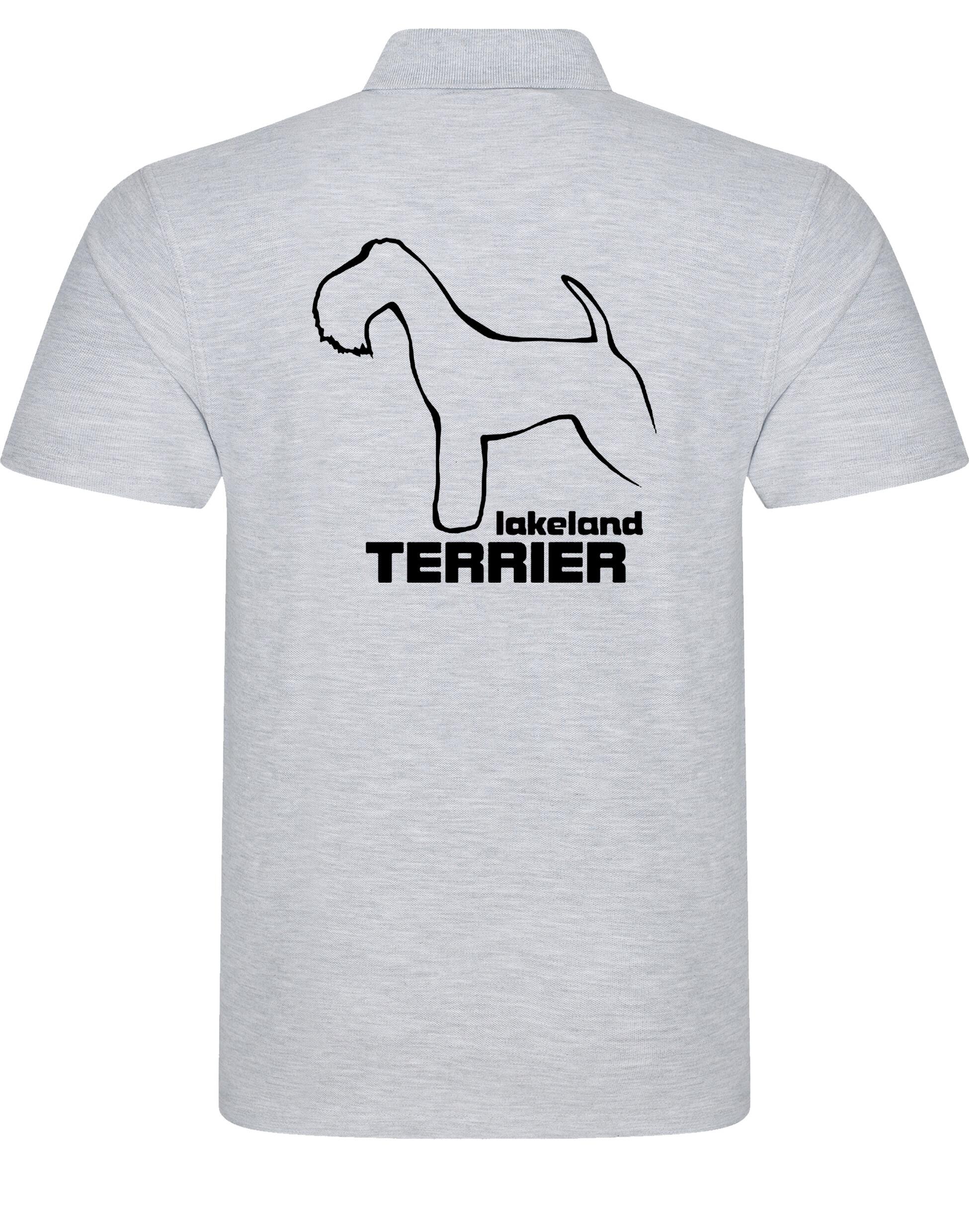 Unisex cotton polo featuring an exclusive Lakeland Terrier design with a relaxed fit.