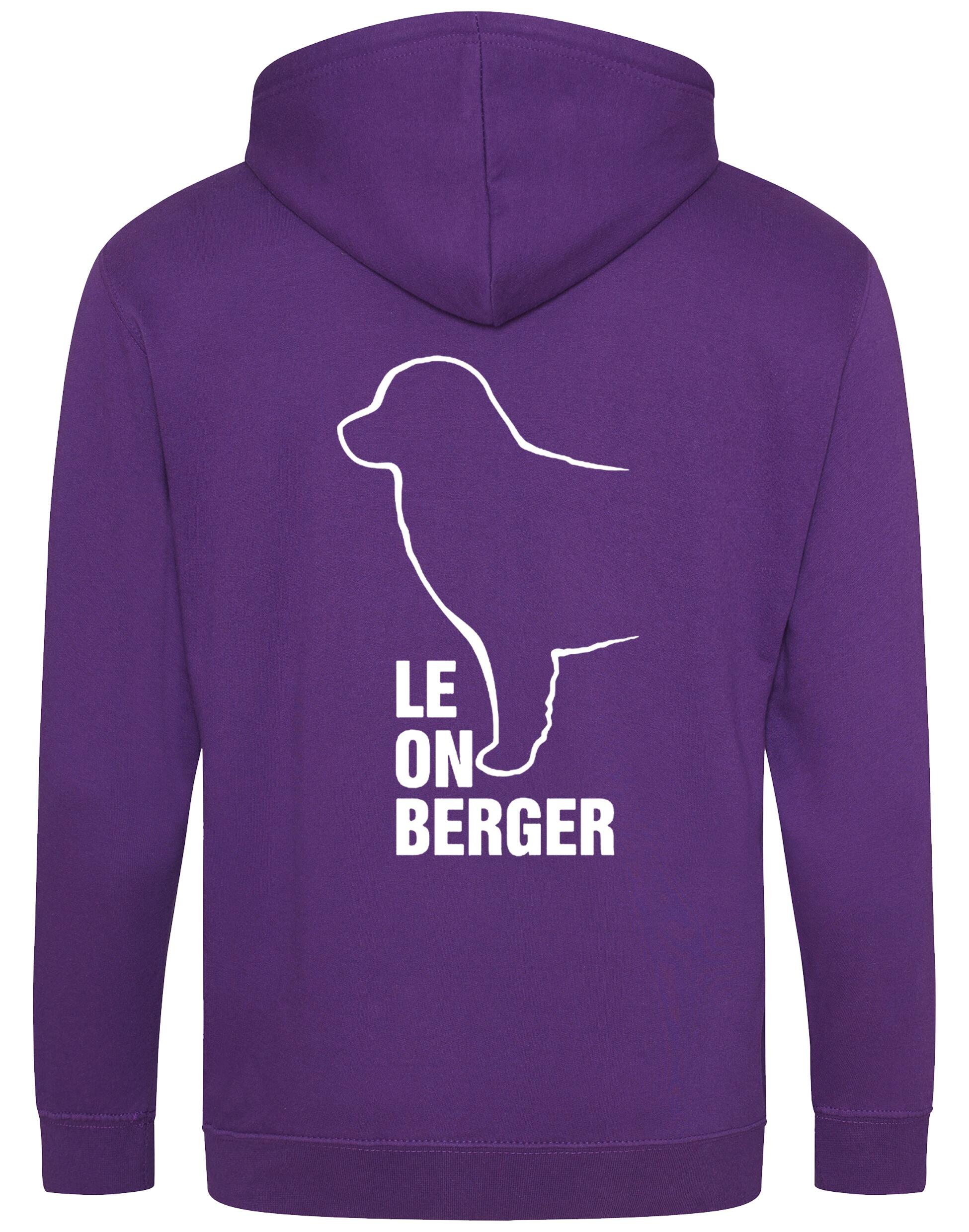 Leonberger zipped hoodie with exclusive breed artwork, personalised details, and practical full-zip design.
