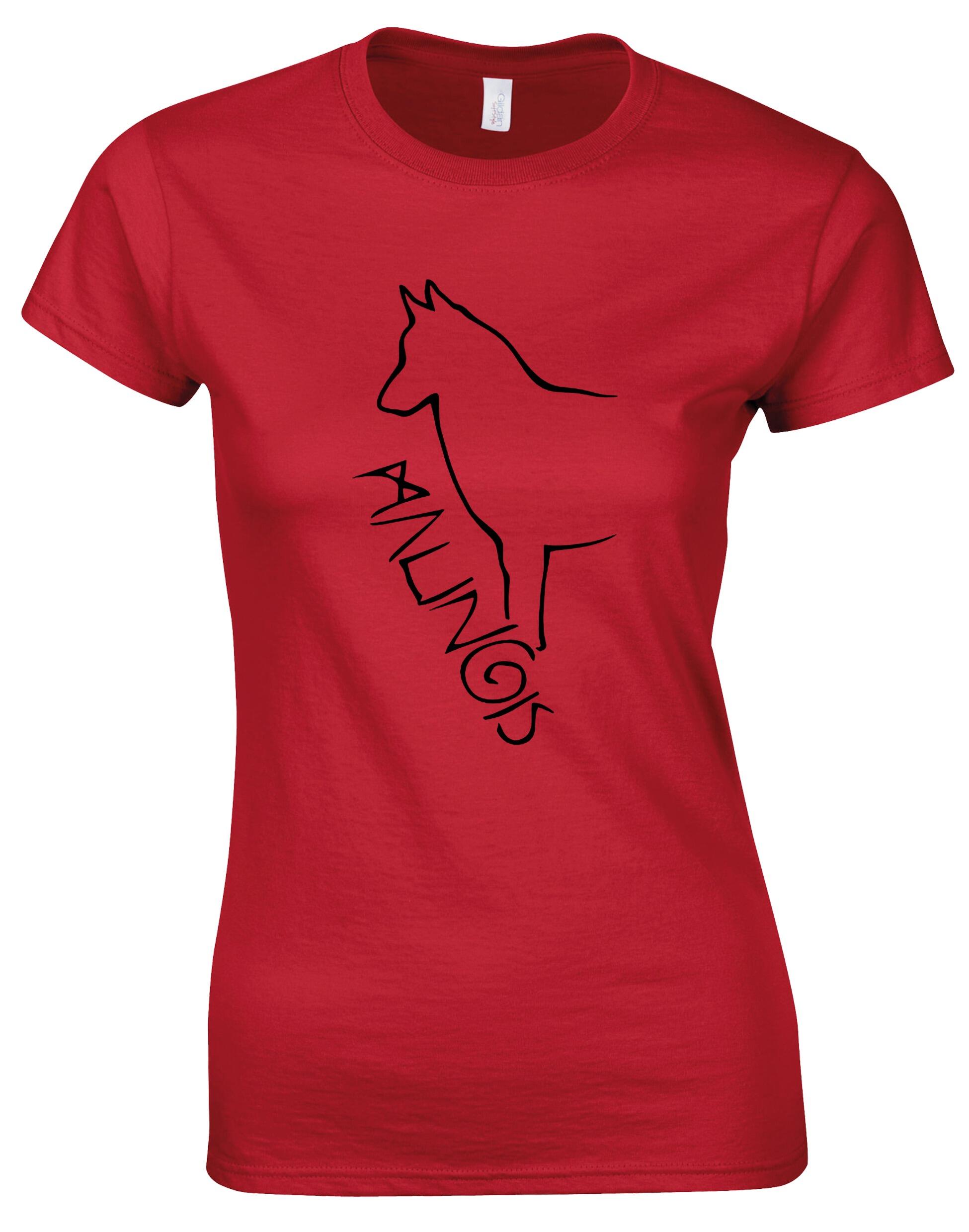 Female Roundneck T-shirt featuring an exclusive Malinois breed graphic, designed for comfort and style.