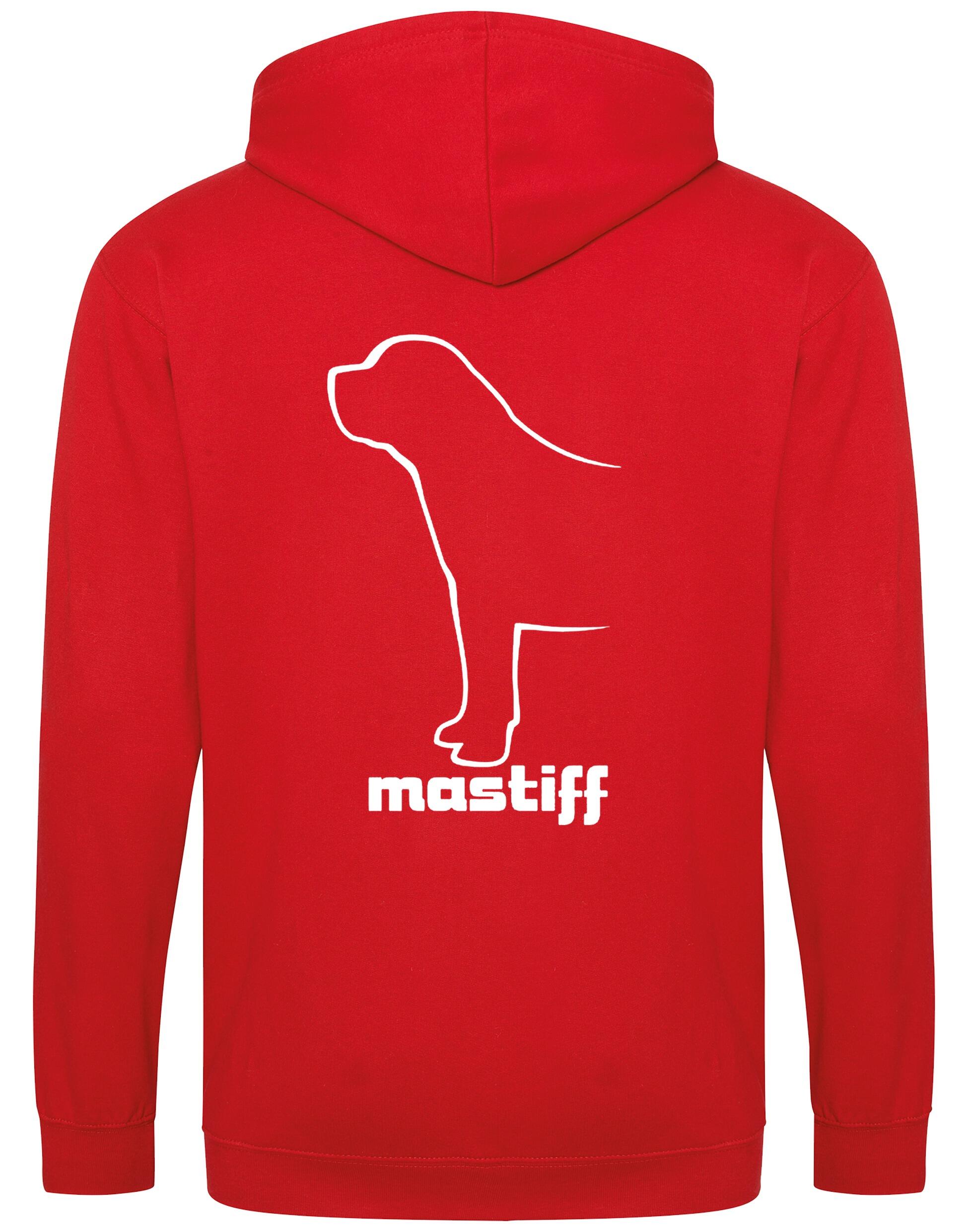 Mastiff Zipped Hoodie featuring exclusive breed artwork, soft fleece lining, and personalised options for dog lovers.