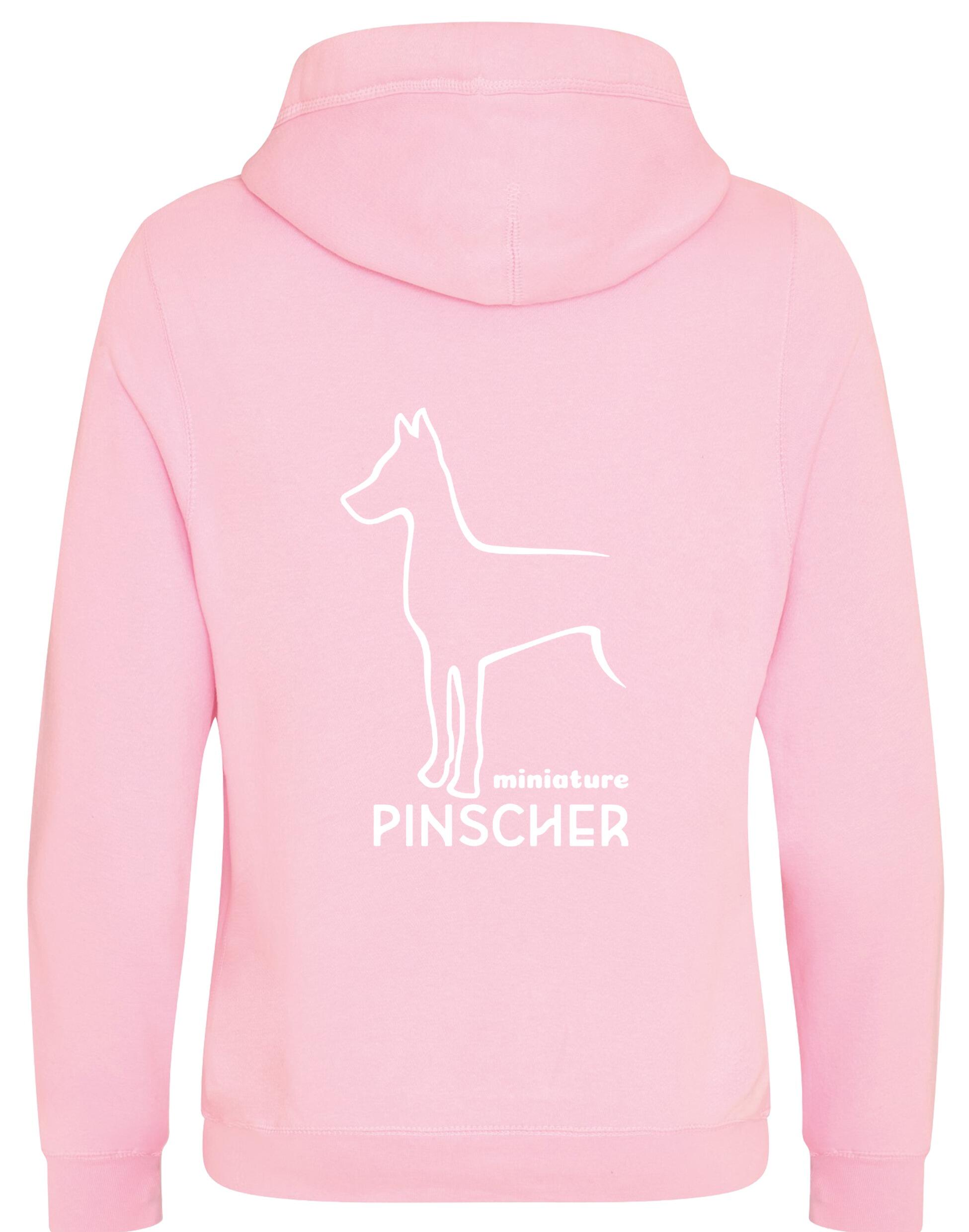 Miniature Pinscher Crossneck Pullover Hoodie with exclusive breed design, soft fleece lining, and modern crossneck style.