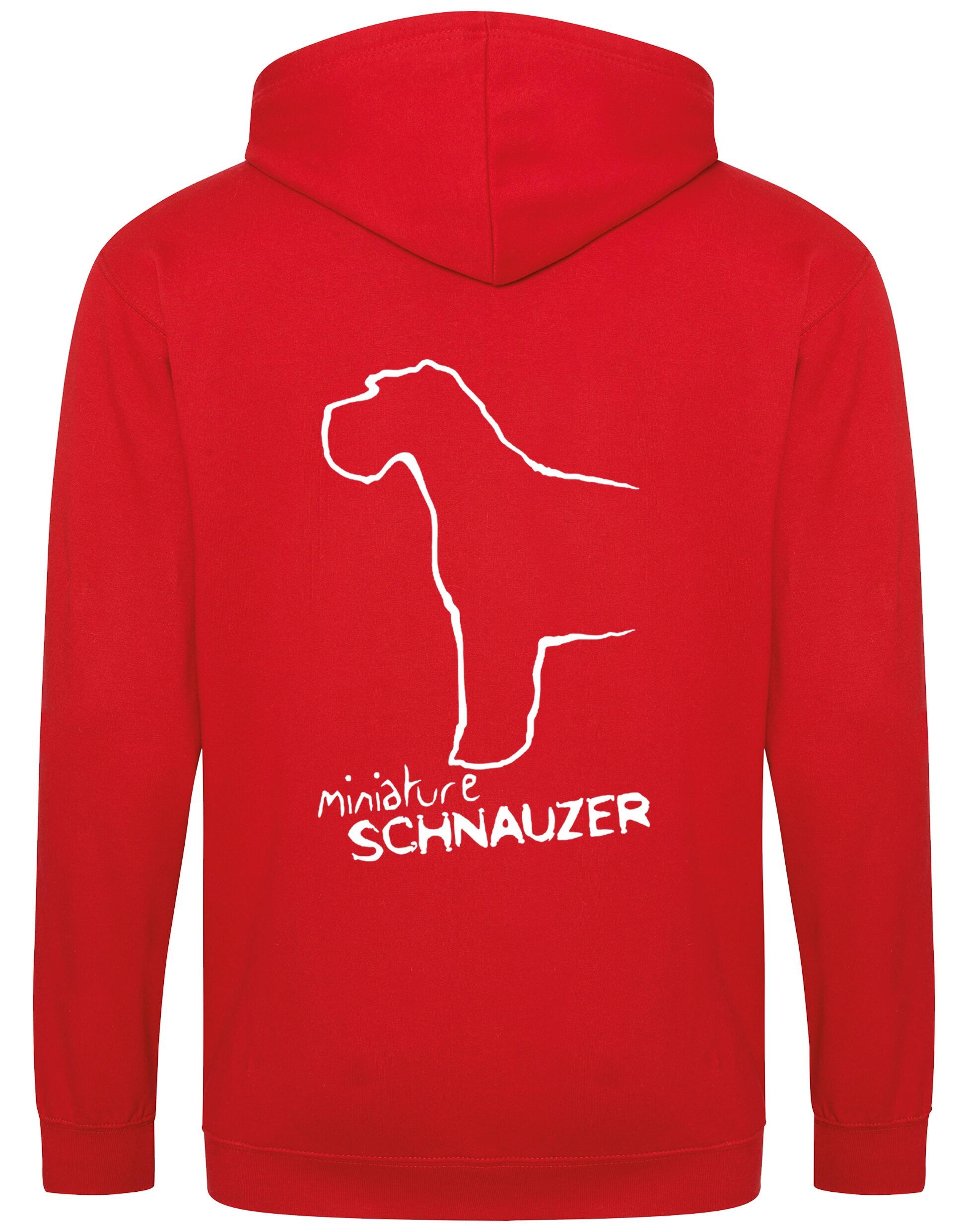 Miniature Schnauzer Zipped Hoodie with exclusive breed artwork, full-zip design, and cosy fleece lining for dog lovers.