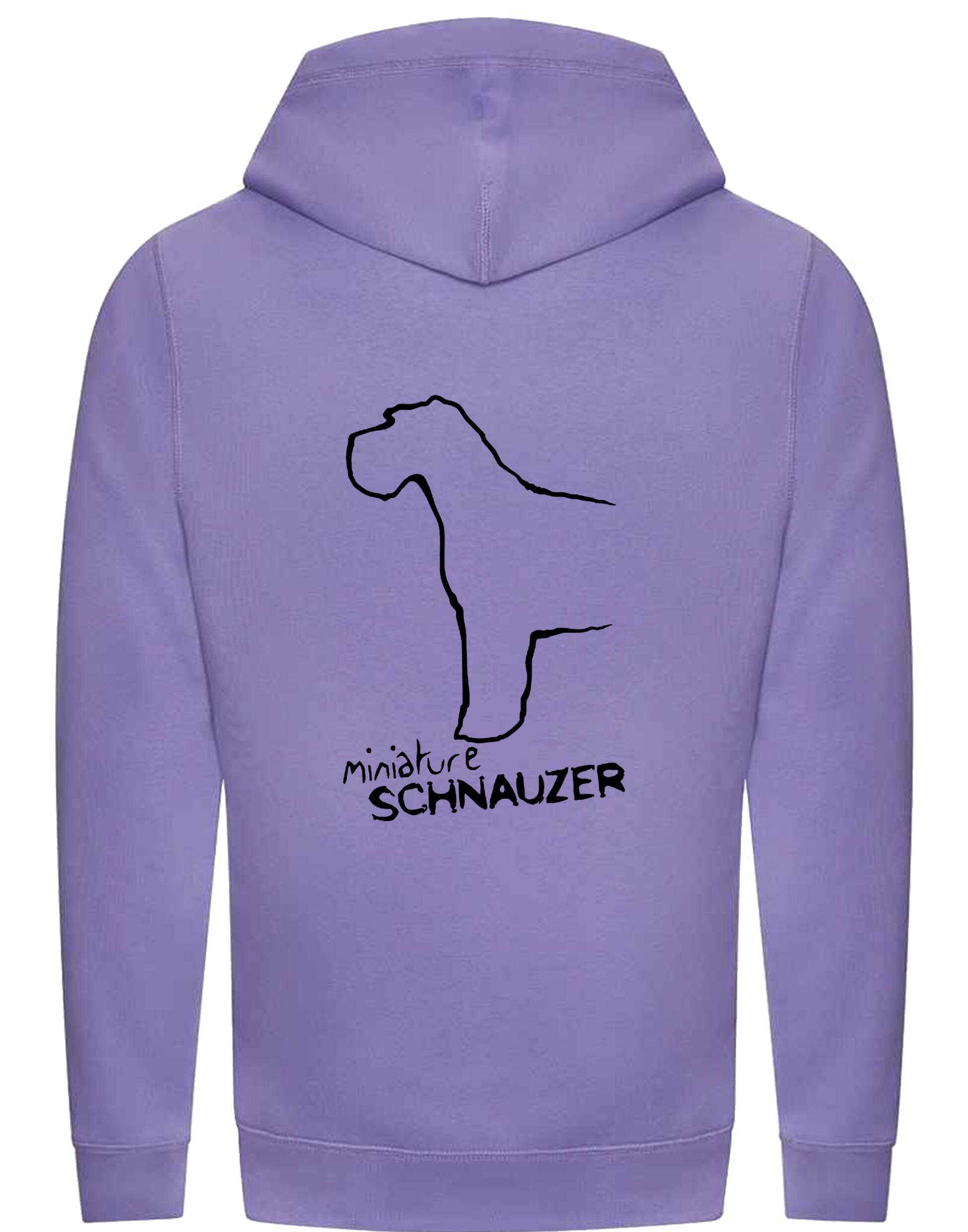 Miniature Schnauzer Crossneck Pullover Hoodie with exclusive breed artwork, modern design, and cosy fleece lining for dog lovers.
