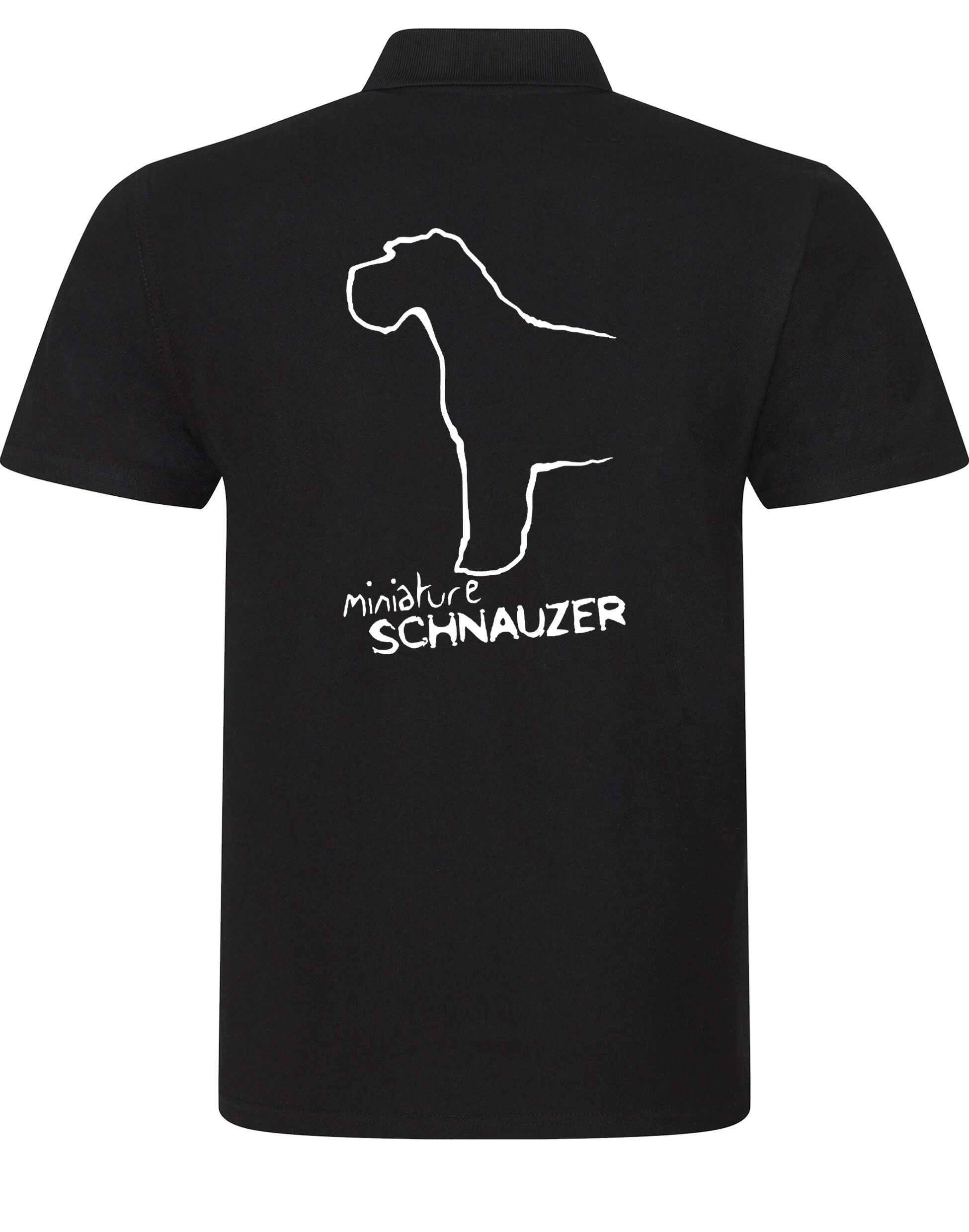 Miniature Schnauzer Unisex Cotton Polo featuring exclusive breed artwork, breathable cotton fabric, and a relaxed fit for comfort and style.