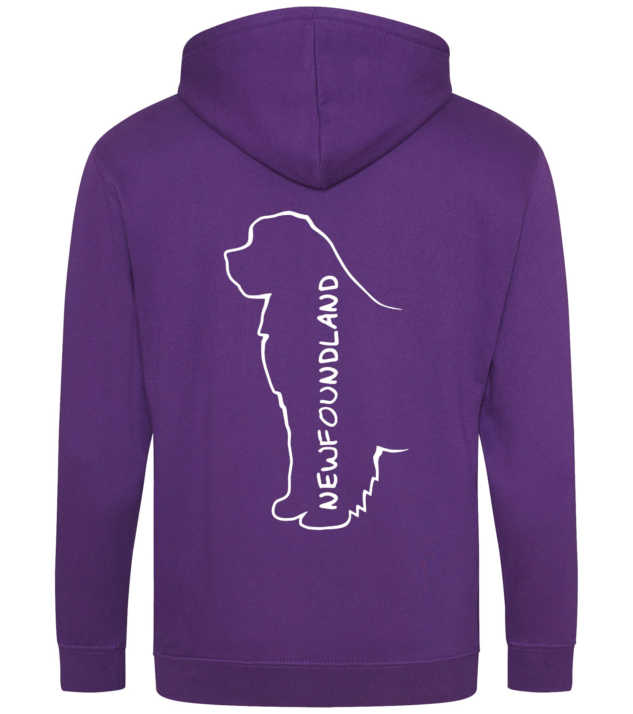 Newfoundland Zipped Hoodie featuring exclusive breed artwork, full-zip design, and customisable details, crafted from durable heavy-blend fabric with a cosy brushed fleece interior.