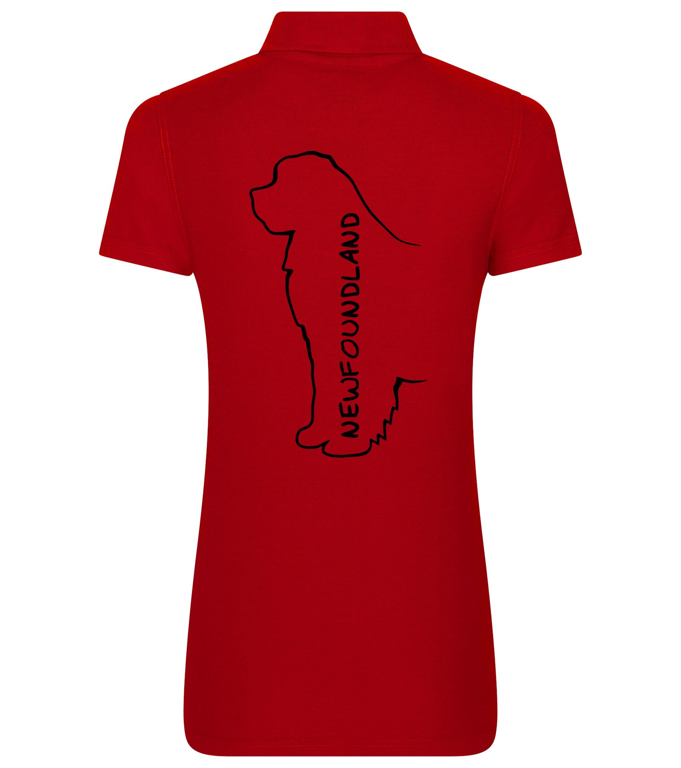 Women's Cotton Polo featuring exclusive Newfoundland dog breed design on the back, crafted from breathable, soft premium cotton with a flattering feminine fit, perfect for casual outings, dog events, and everyday comfort.
