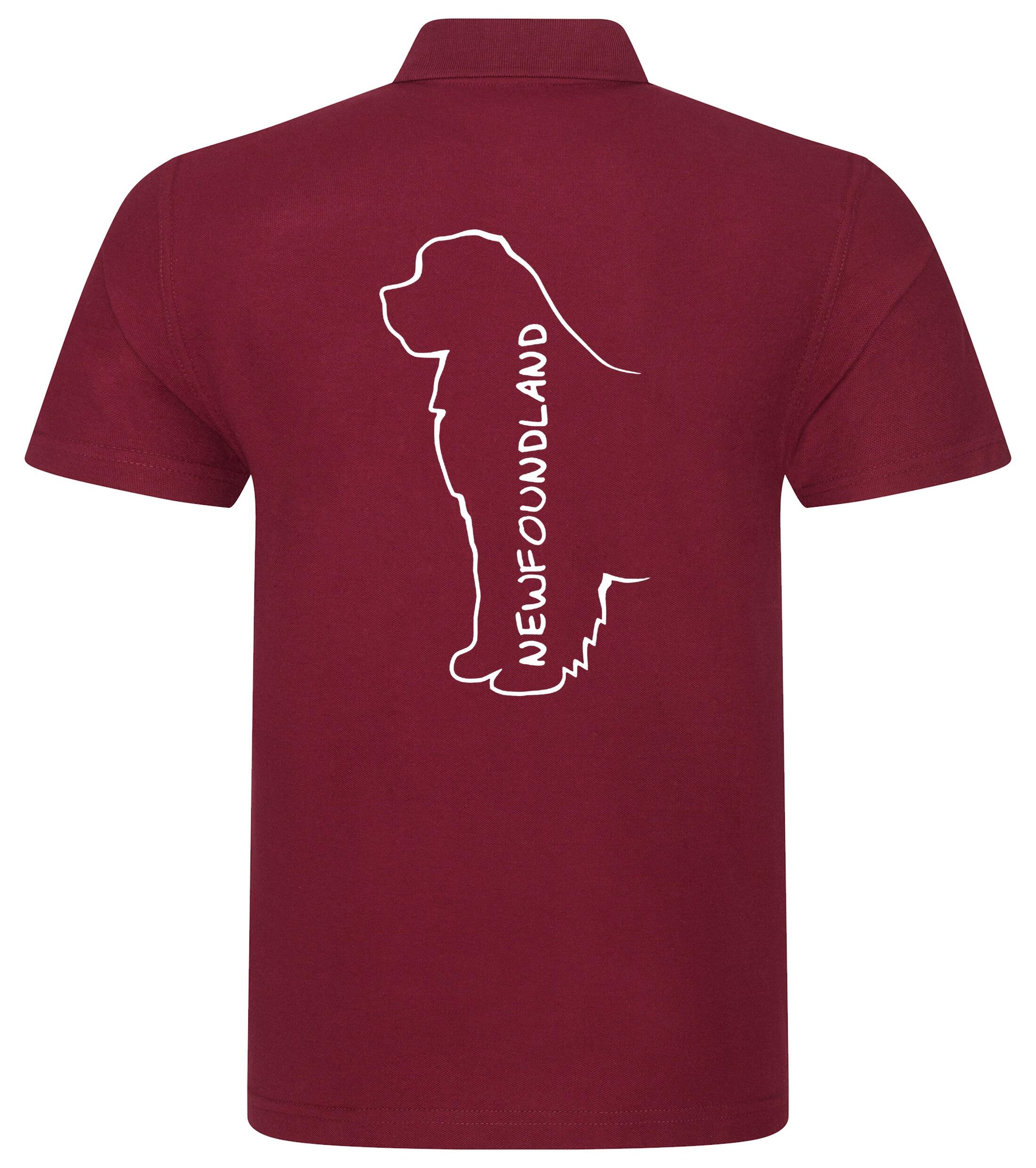 Unisex Cotton Polo featuring exclusive Newfoundland dog breed design on the back, crafted from breathable, soft premium cotton with a relaxed fit, perfect for casual outings, dog events, and everyday comfort.