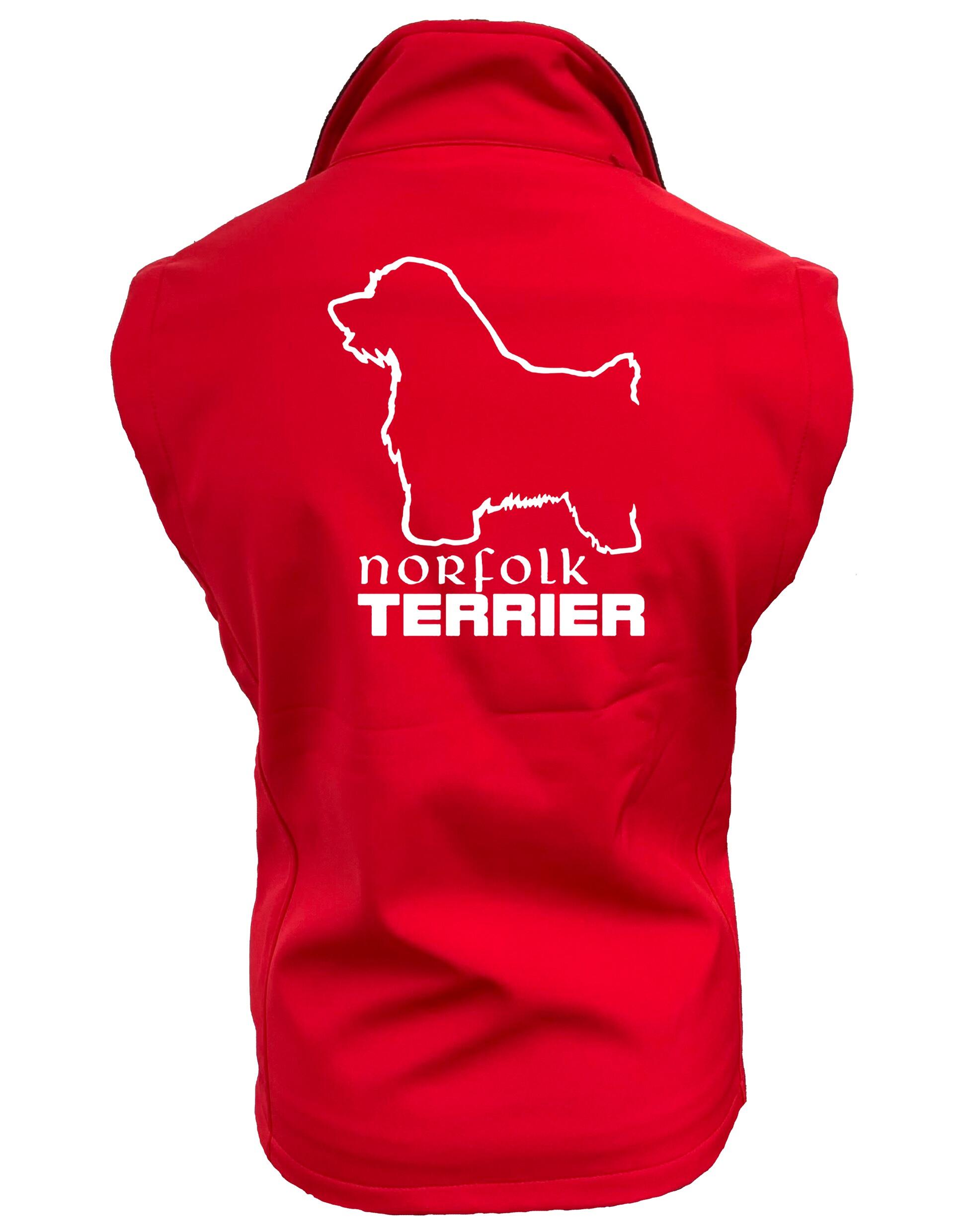 Unisex Softshell Gilet featuring exclusive Norfolk Terrier artwork, crafted from water-resistant fabric with fleece lining for warmth and comfort. Perfect for outdoor adventures, dog shows, and everyday wear.
