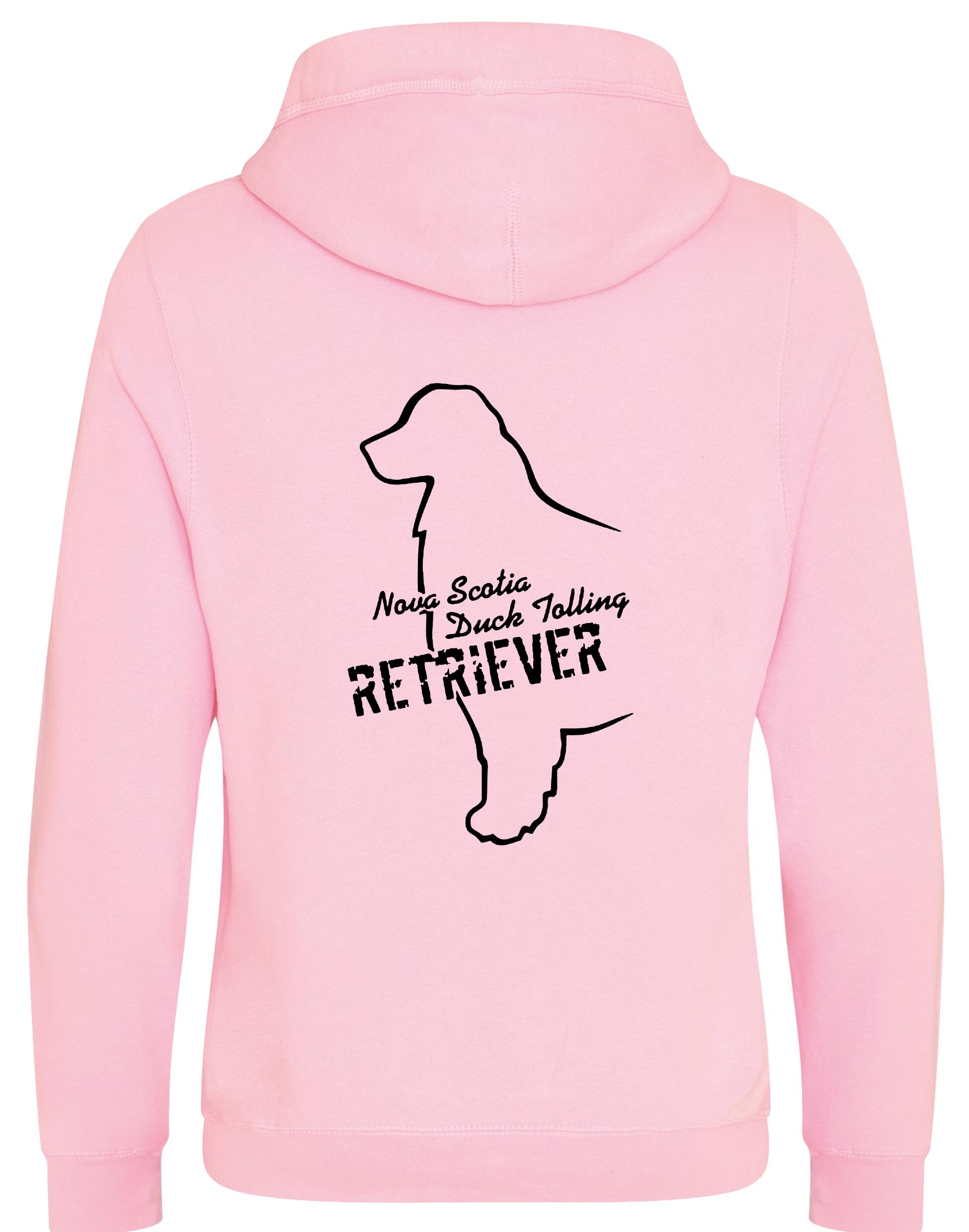 Nova Scotia Duck Tolling Retriever crossneck pullover hoodie featuring a detailed breed design on the back. Soft and breathable heavy-blend fabric with a cozy fleece lining, spacious kangaroo pocket, and ribbed cuffs for a stylish and functional fit. Perfect for dog lovers, outdoor adventures, and everyday wear.