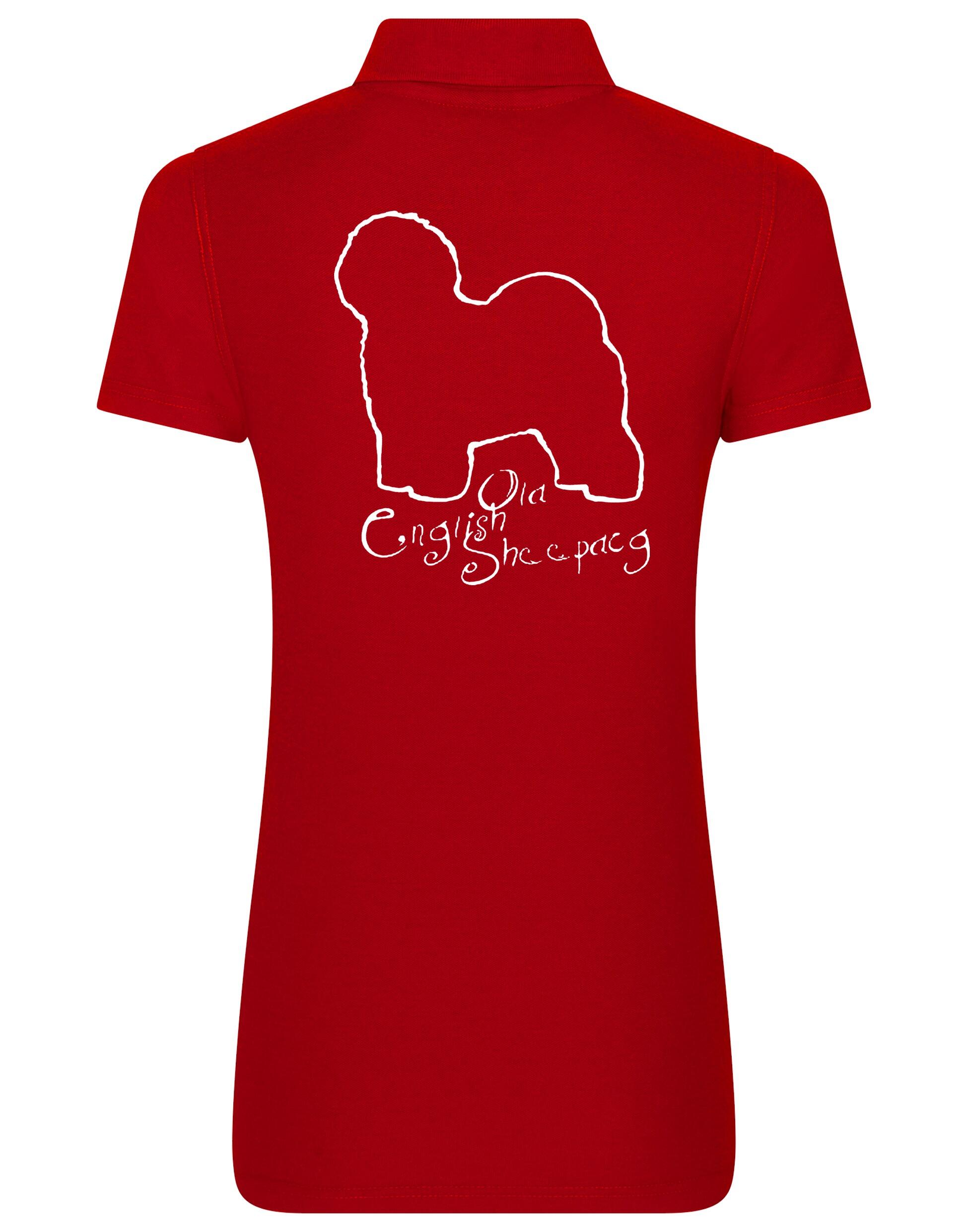 Old English Sheepdog Women's Cotton Polo – lightweight, breathable cotton, feminine fit, and exclusive breed artwork. A chic and comfortable choice for dog lovers.