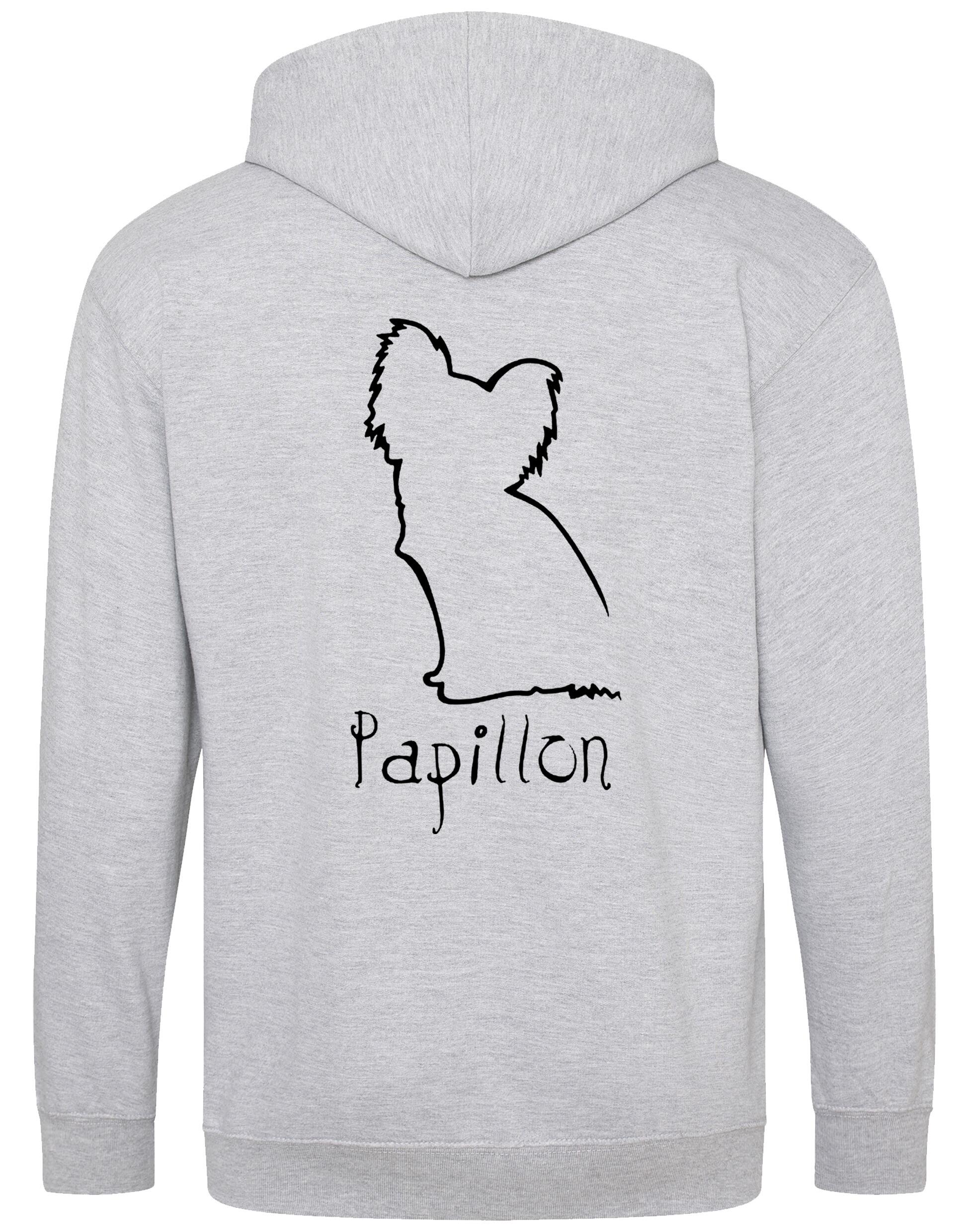 Papillon Zipped Hoodie – cozy and stylish full-zip hoodie featuring an exclusive Papillon breed design. Ideal for dog owners and Papillon lovers.