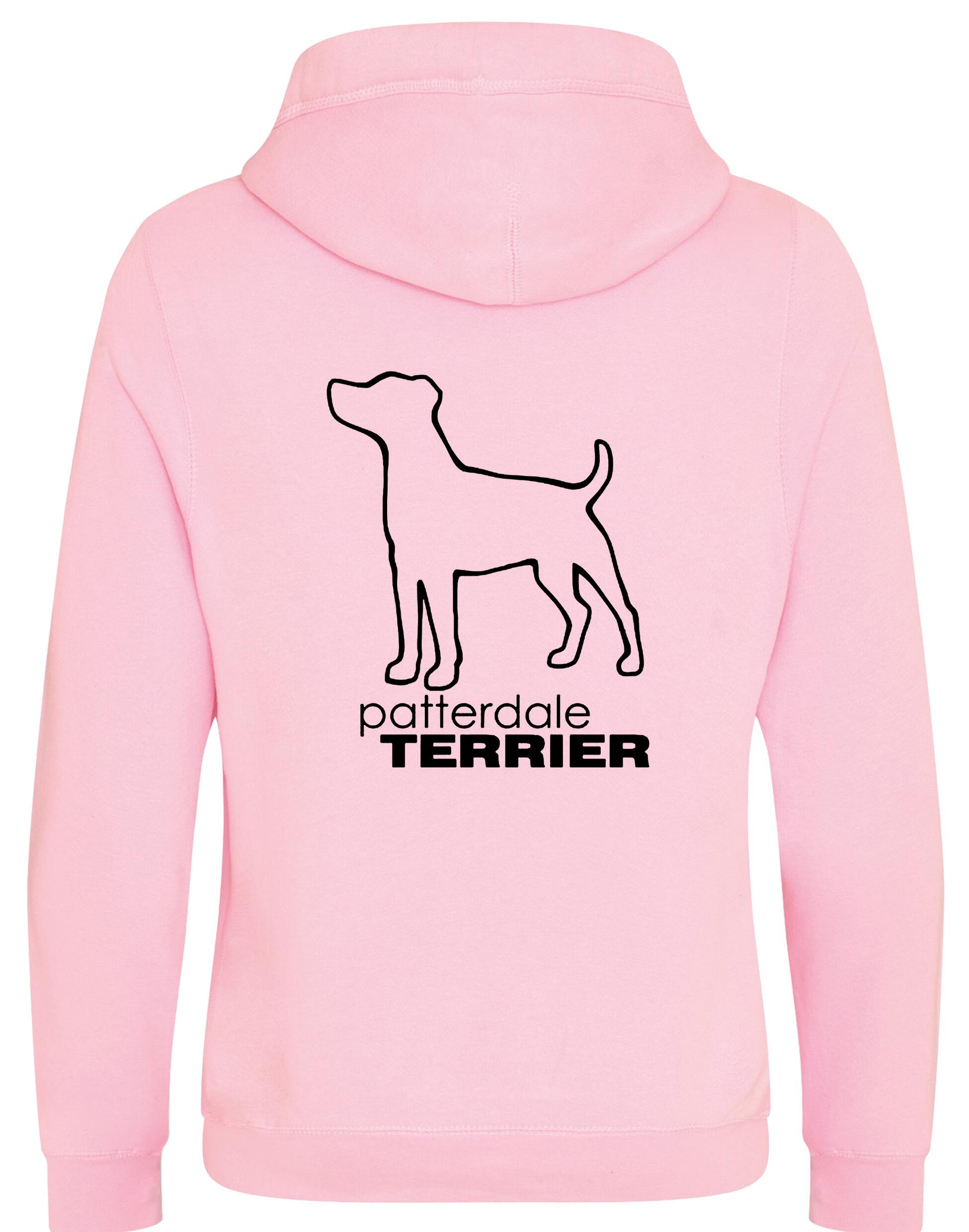 Patterdale Terrier Crossneck Pullover Hoodie – high-quality, heavy-blend hoodie with a unique crossneck design, exclusive breed artwork, kangaroo pocket, ribbed cuffs, and a fleece-lined interior for warmth and comfort.