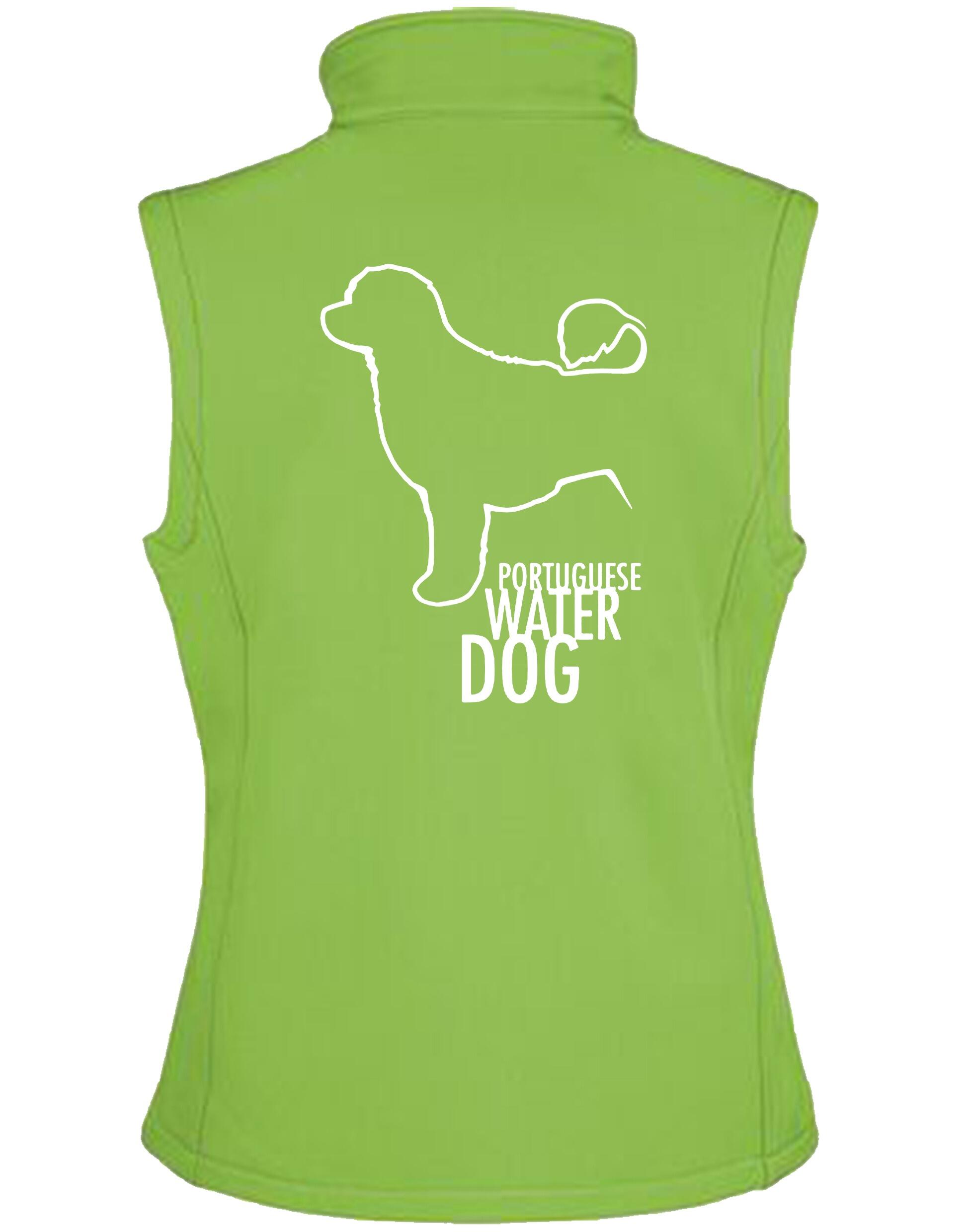 Unisex Portuguese Water Dog Softshell Jacket showcasing durable, water-resistant fabric, cozy fleece lining, and exclusive artwork celebrating the breed’s agility and charm.