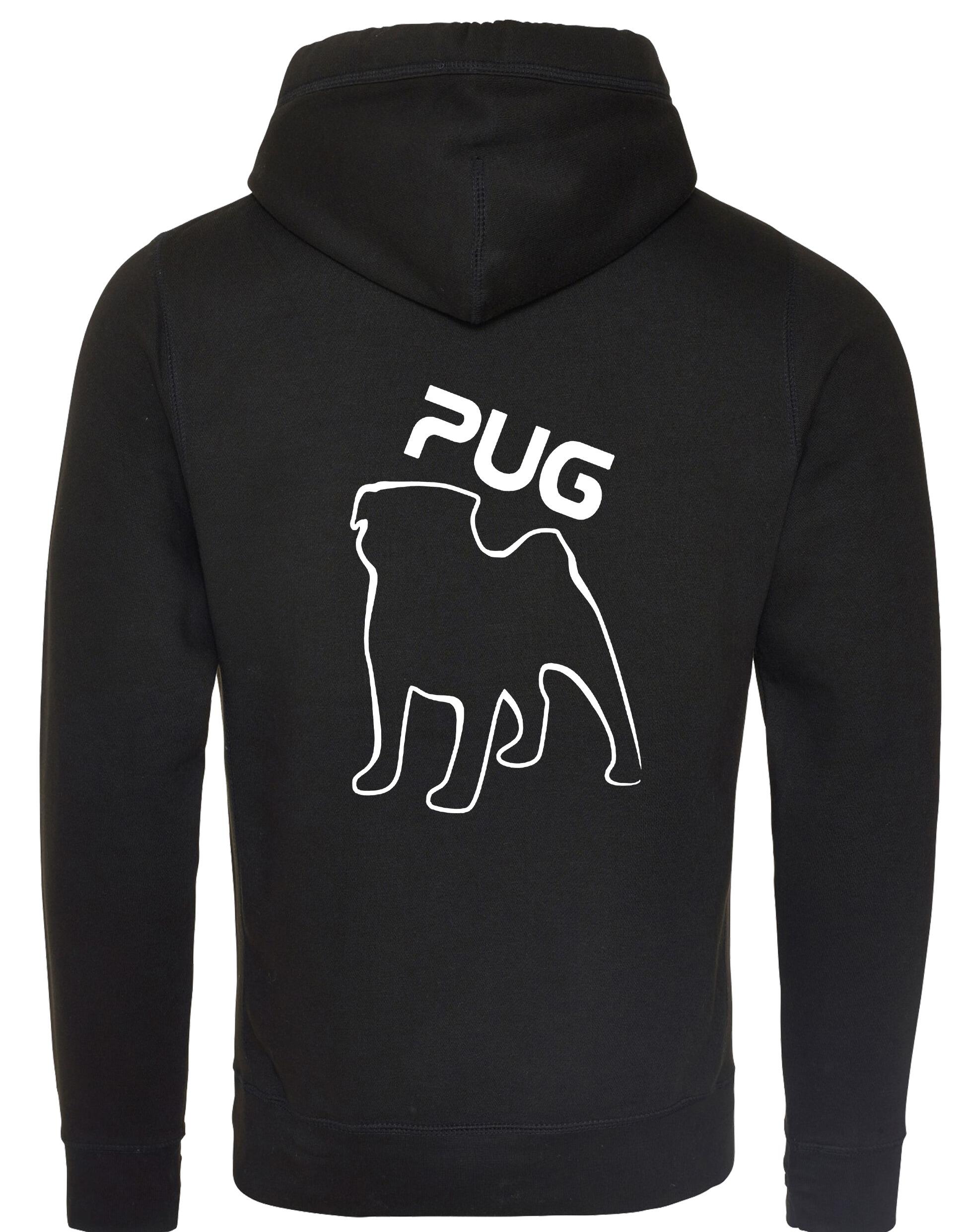 Unisex Pug (Outline) Crossneck Pullover Hoodie featuring exclusive outline artwork, crafted from premium heavy-blend fabric with a brushed fleece interior, a spacious kangaroo pocket, and ribbed cuffs for stylish, modern comfort.