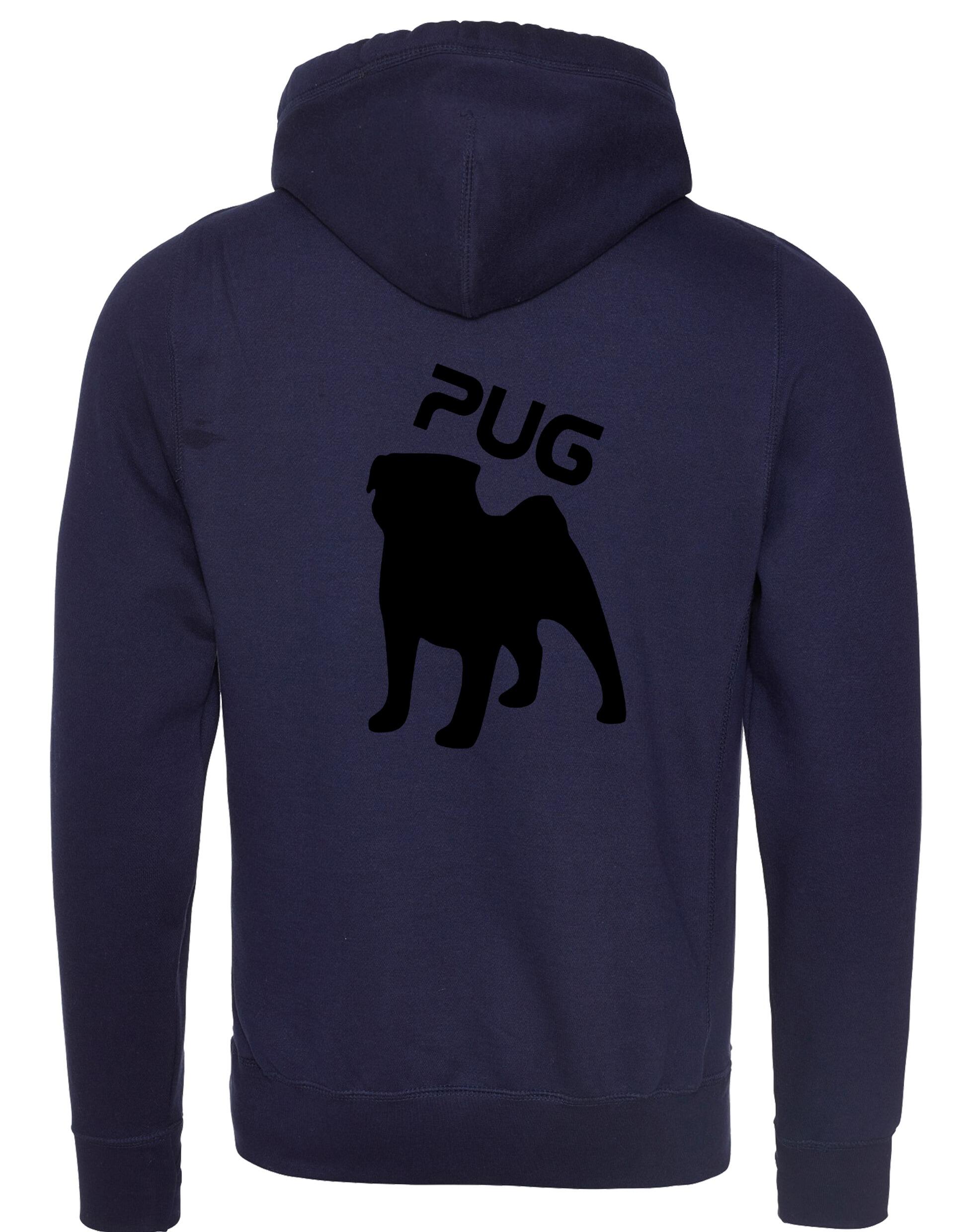 Unisex Pug (Silhouette) Crossneck Pullover Hoodie featuring exclusive silhouette artwork, crafted from premium heavy-blend fabric with a brushed fleece interior, a spacious kangaroo pocket, and a modern crossneck design for stylish comfort.