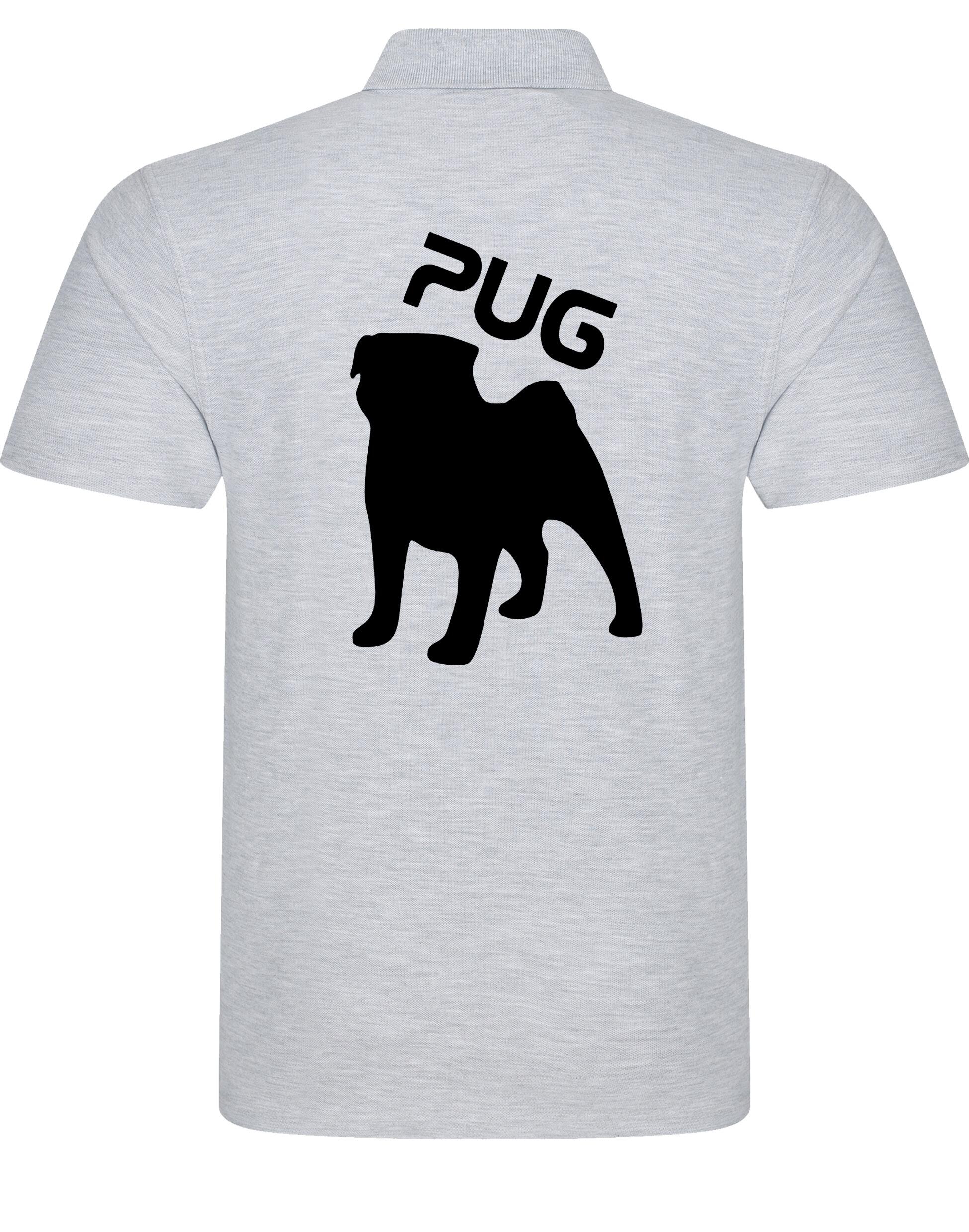 Unisex Pug (Silhouette) Cotton Polo featuring exclusive silhouette artwork, crafted from premium breathable cotton for all-day comfort and a relaxed, stylish fit, perfect for Pug enthusiasts.