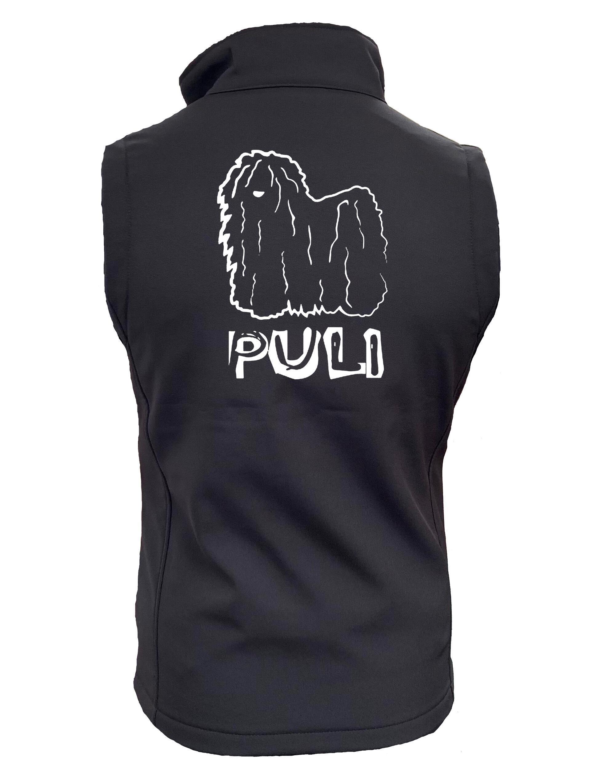 Unisex Puli (Hungarian) Softshell Jacket featuring exclusive breed artwork, crafted from premium water-resistant fabric with a cozy fleece lining, designed for stylish outdoor wear.