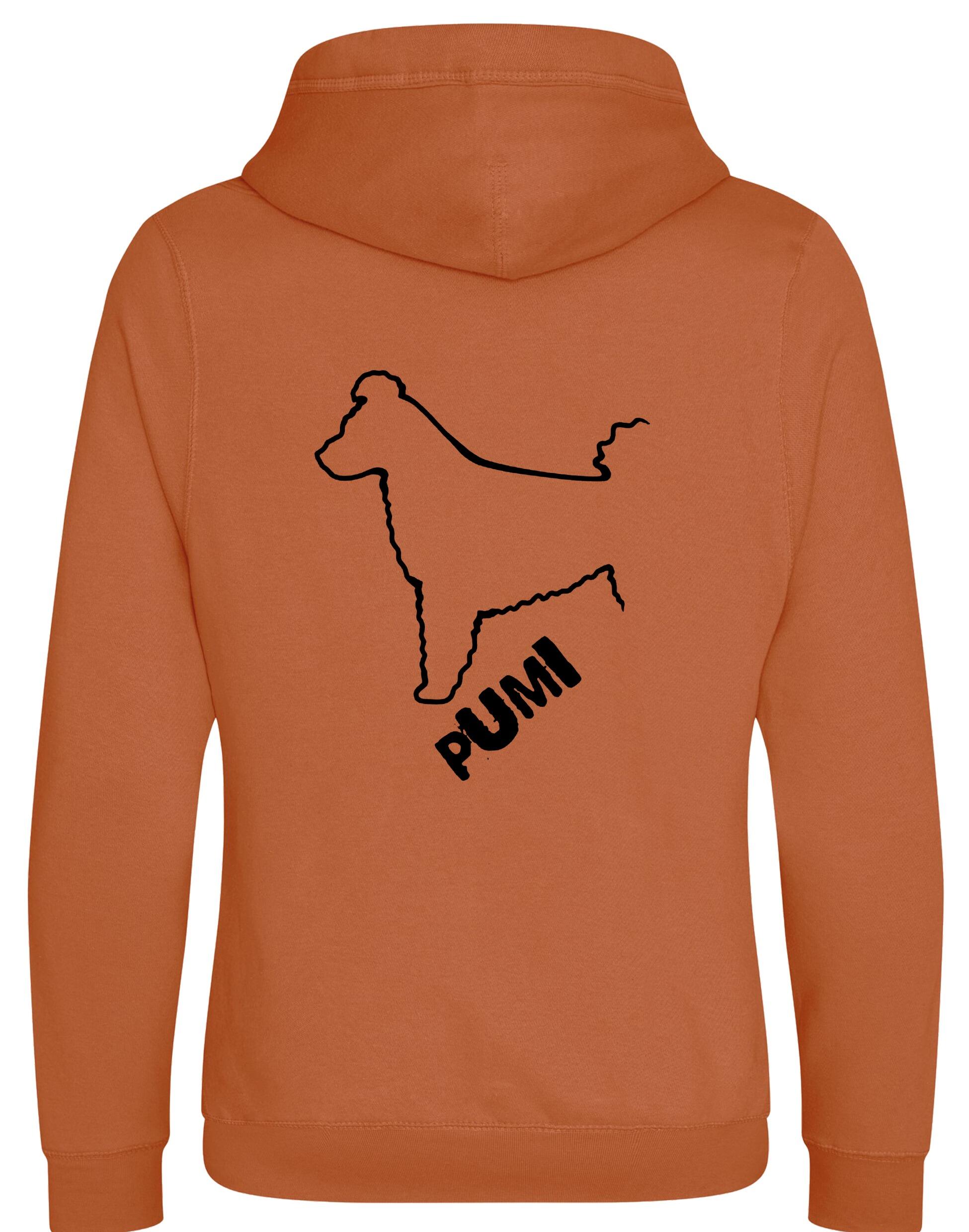 Unisex Hungarian Pumi Crossneck Pullover Hoodie featuring exclusive breed artwork, crafted from premium heavy-blend fabric with a cozy brushed fleece interior, a spacious kangaroo pocket, and a modern crossneck design for stylish, comfortable outdoor wear.