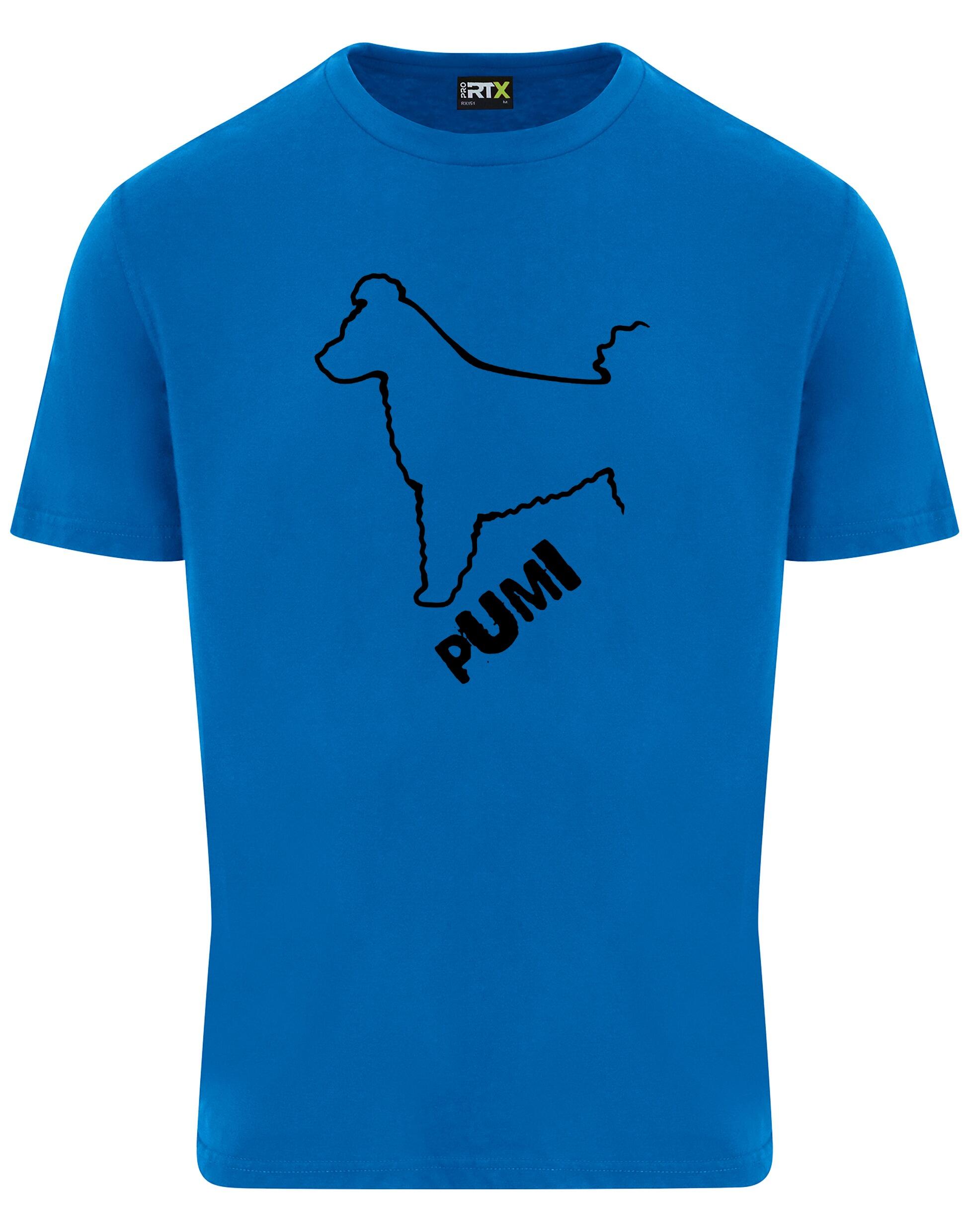 Unisex Hungarian Pumi Roundneck T-shirt featuring exclusive breed artwork, crafted from premium breathable cotton for all-day comfort and a relaxed, stylish fit, perfect for Hungarian Pumi enthusiasts.