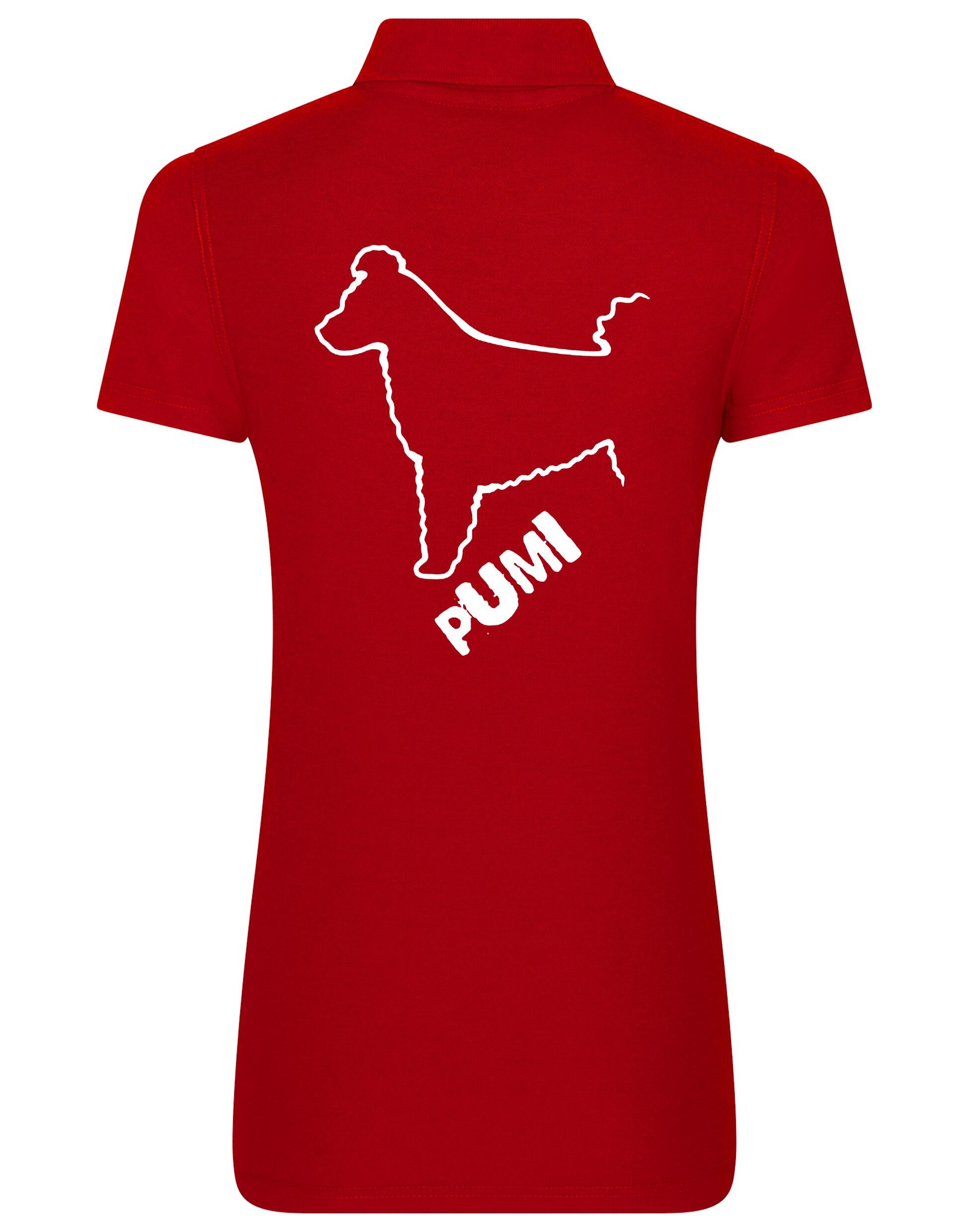 Women's Cotton Polo featuring exclusive Hungarian Pumi artwork, crafted from premium breathable cotton for all-day comfort and a flattering feminine fit, perfect for Hungarian Pumi enthusiasts.