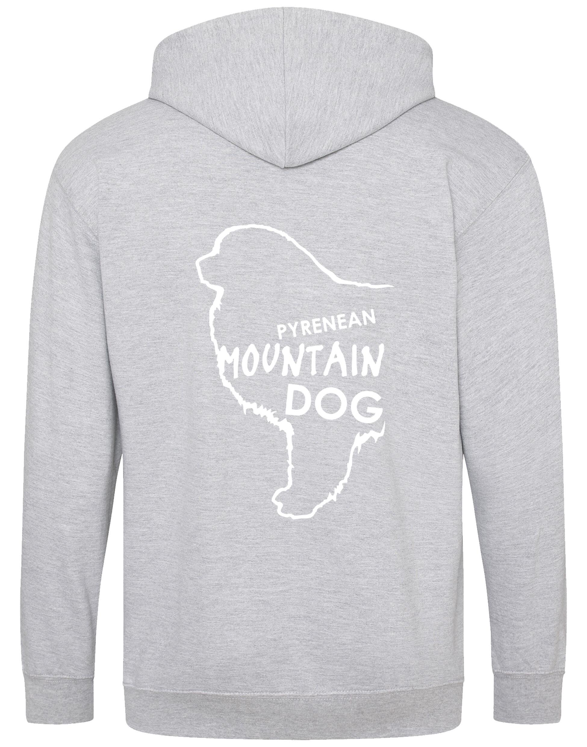 Unisex Pyrenean Mountain Dog Zipped Hoodie featuring exclusive breed artwork with personalization options, crafted from premium heavy-blend fabric with a cozy brushed fleece interior, full-zip closure, and kangaroo pocket for stylish, versatile outdoor wear.
