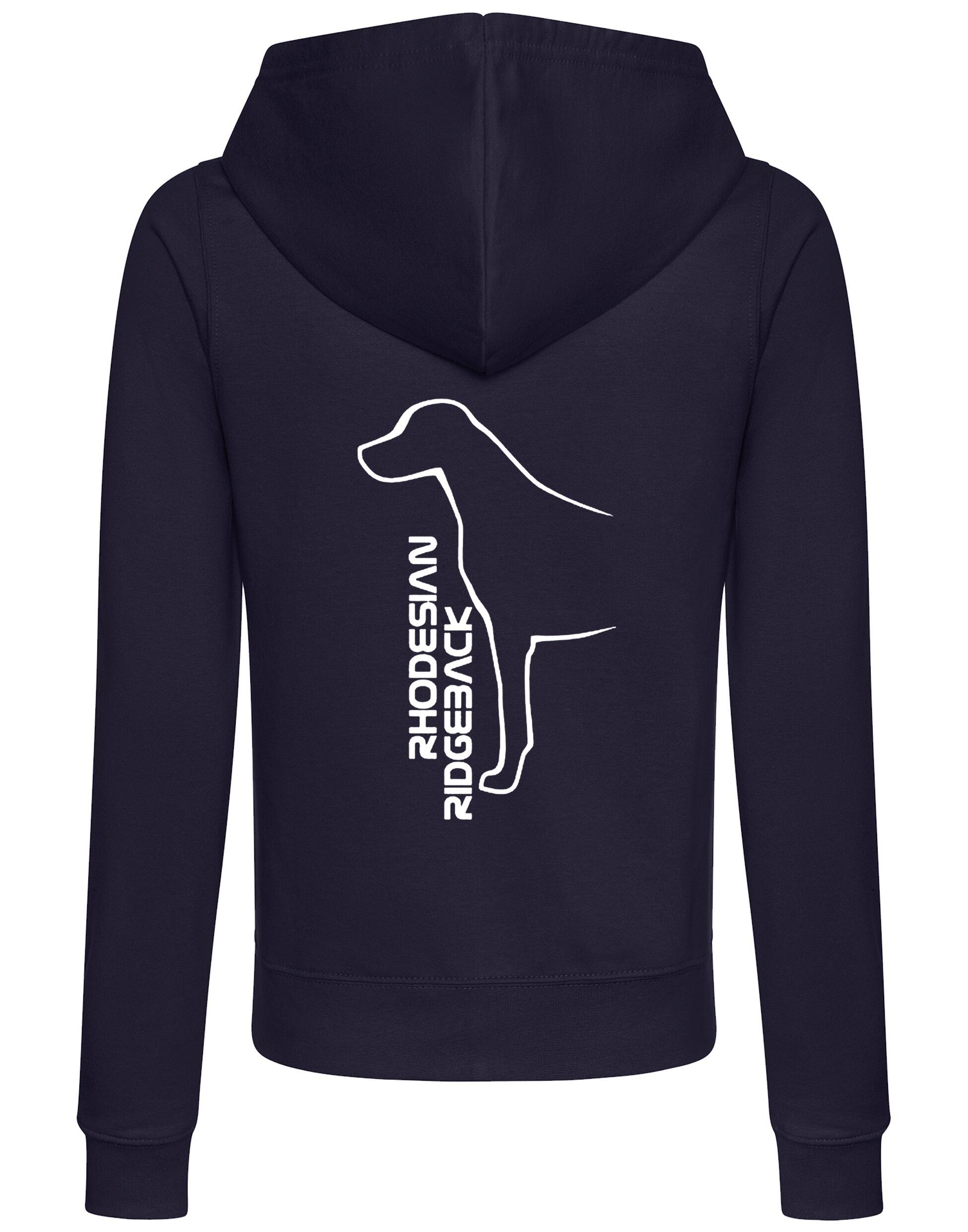 Rhodesian Ridgeback Women’s Zipped Hoodie featuring exclusive breed artwork, a flattering feminine fit, soft breathable fabric, and a full-zip design with a cozy hood and practical front pockets.