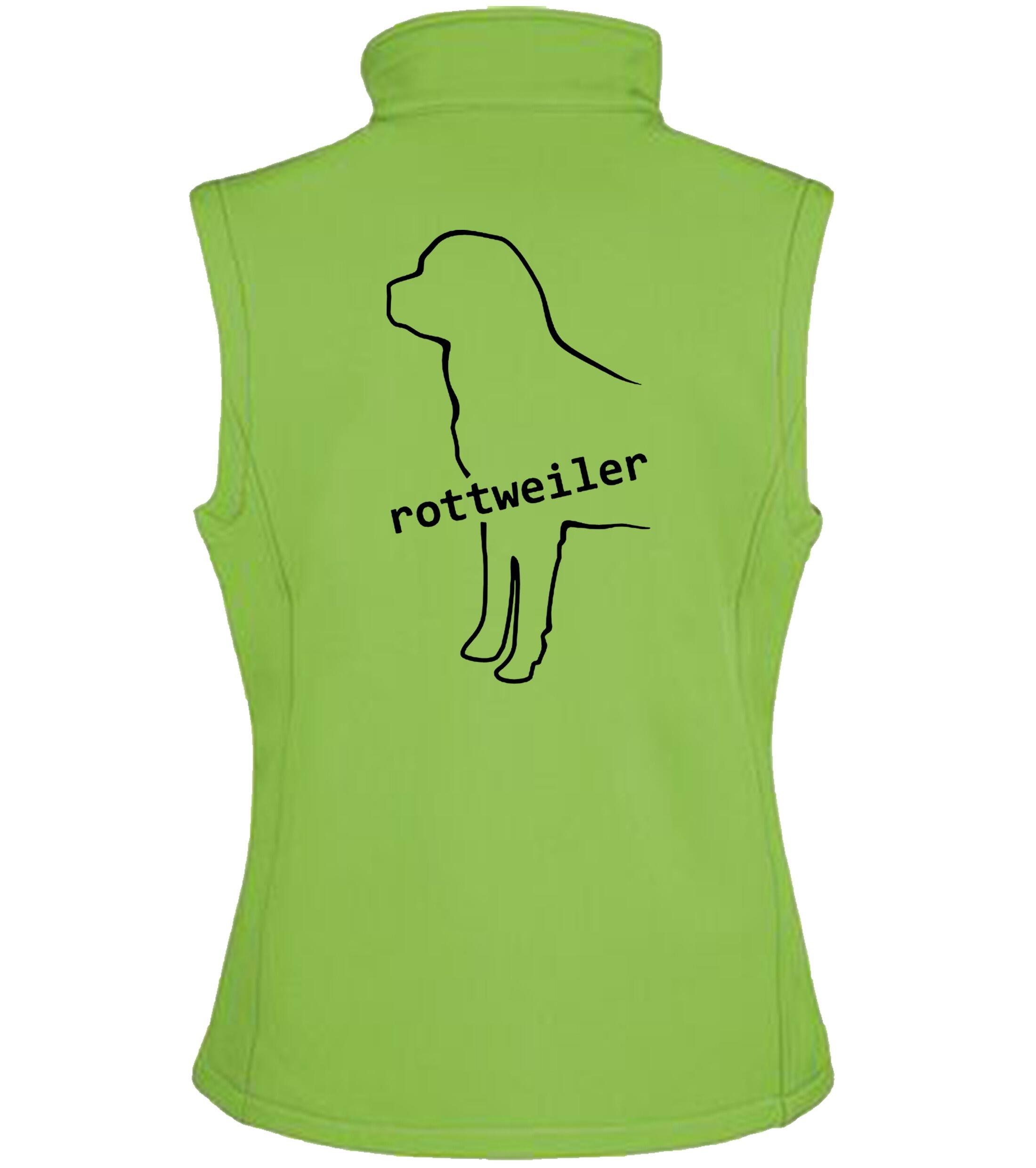 Rottweiler Women’s Softshell Jacket featuring exclusive breed artwork, water-resistant outer fabric, soft fleece lining, and a flattering feminine fit for comfort, warmth, and style.