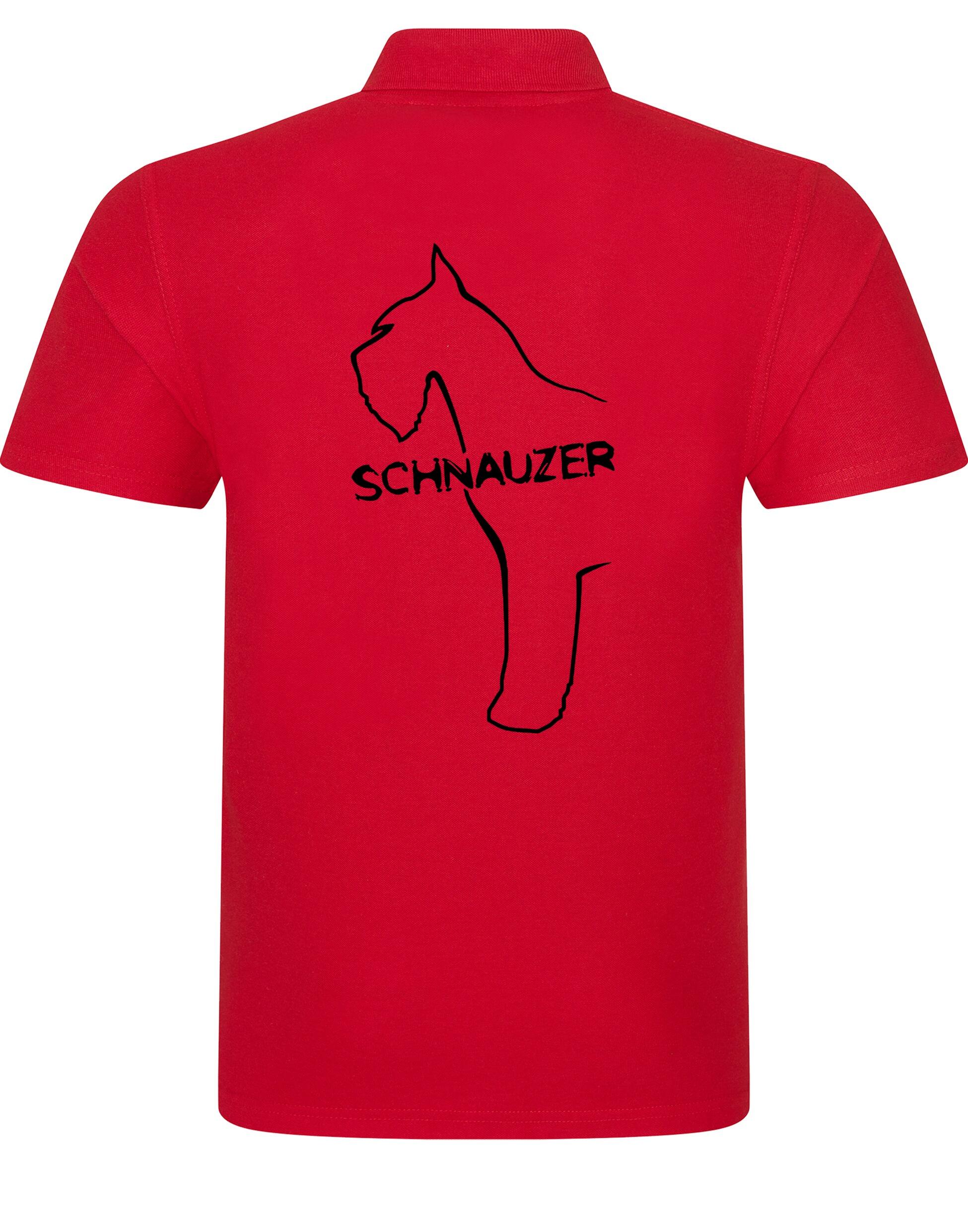 Schnauzer Unisex Cotton Polo featuring exclusive breed design on the back, breathable fabric, and relaxed unisex fit. Perfect for Schnauzer lovers.