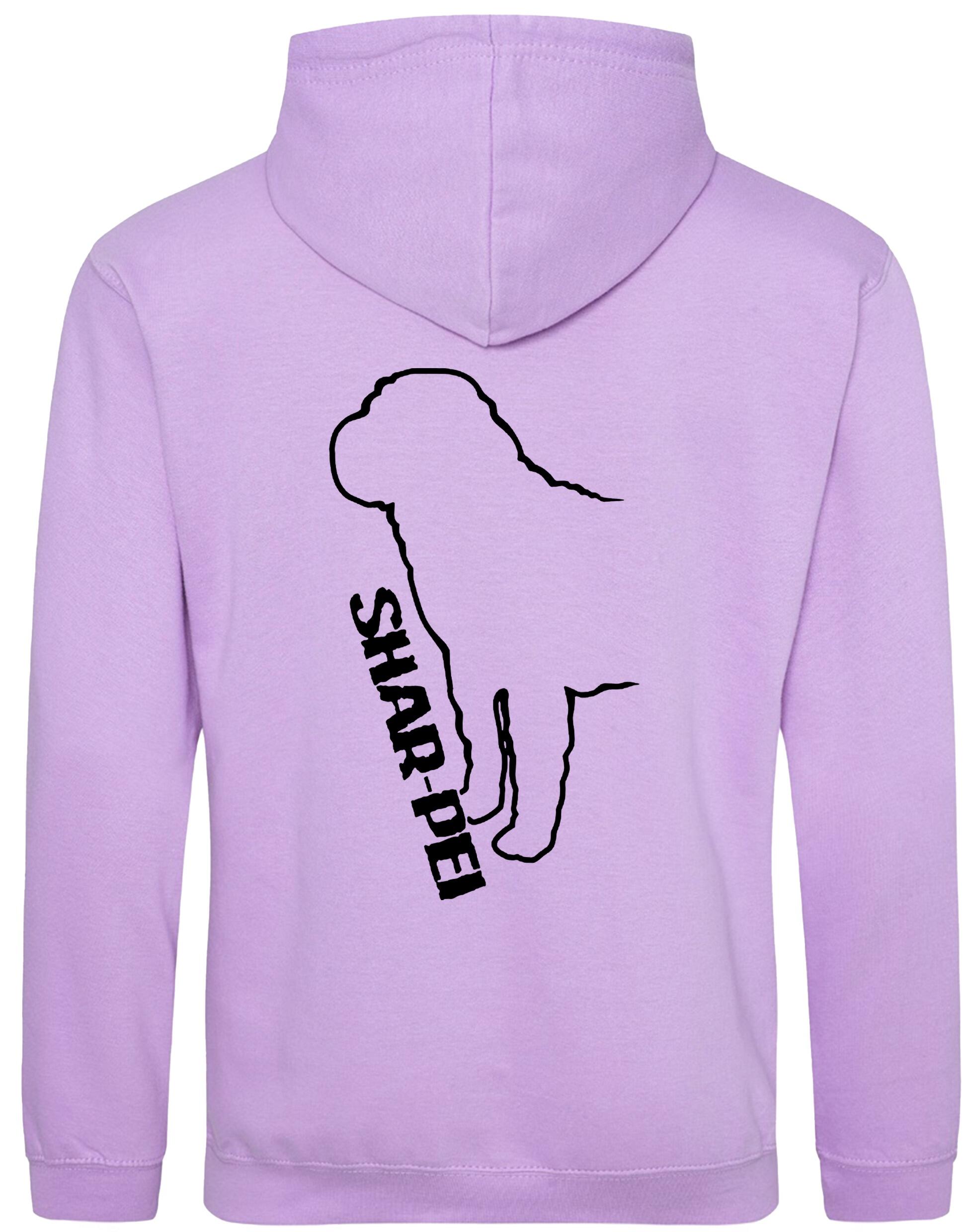 Shar Pei Design Pullover Hoodie featuring exclusive breed artwork, double-fabric hood, and kangaroo pocket.