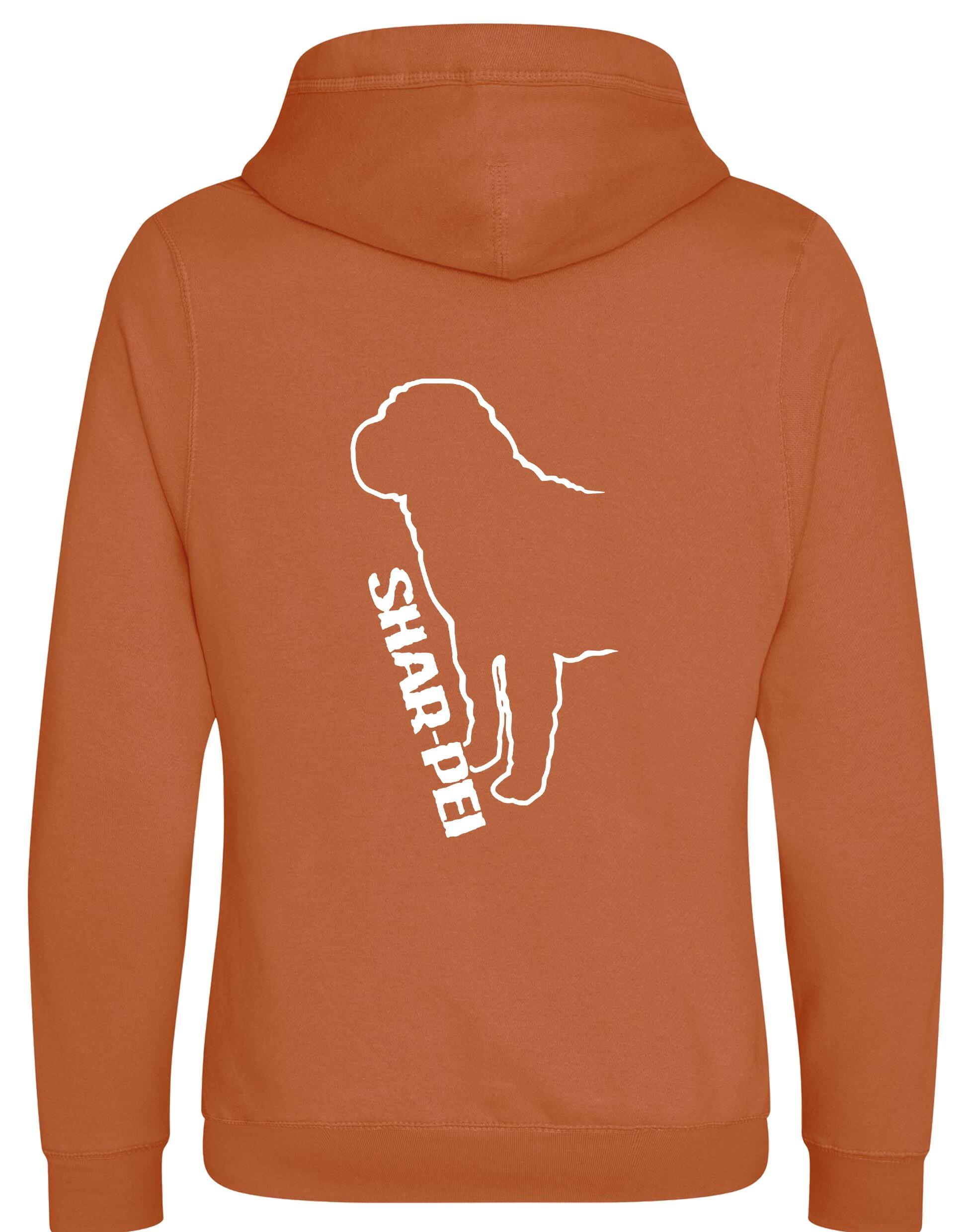 Unisex Crossneck Pullover Hoodie featuring exclusive Shar Pei breed artwork, modern crossneck design, and kangaroo pocket.