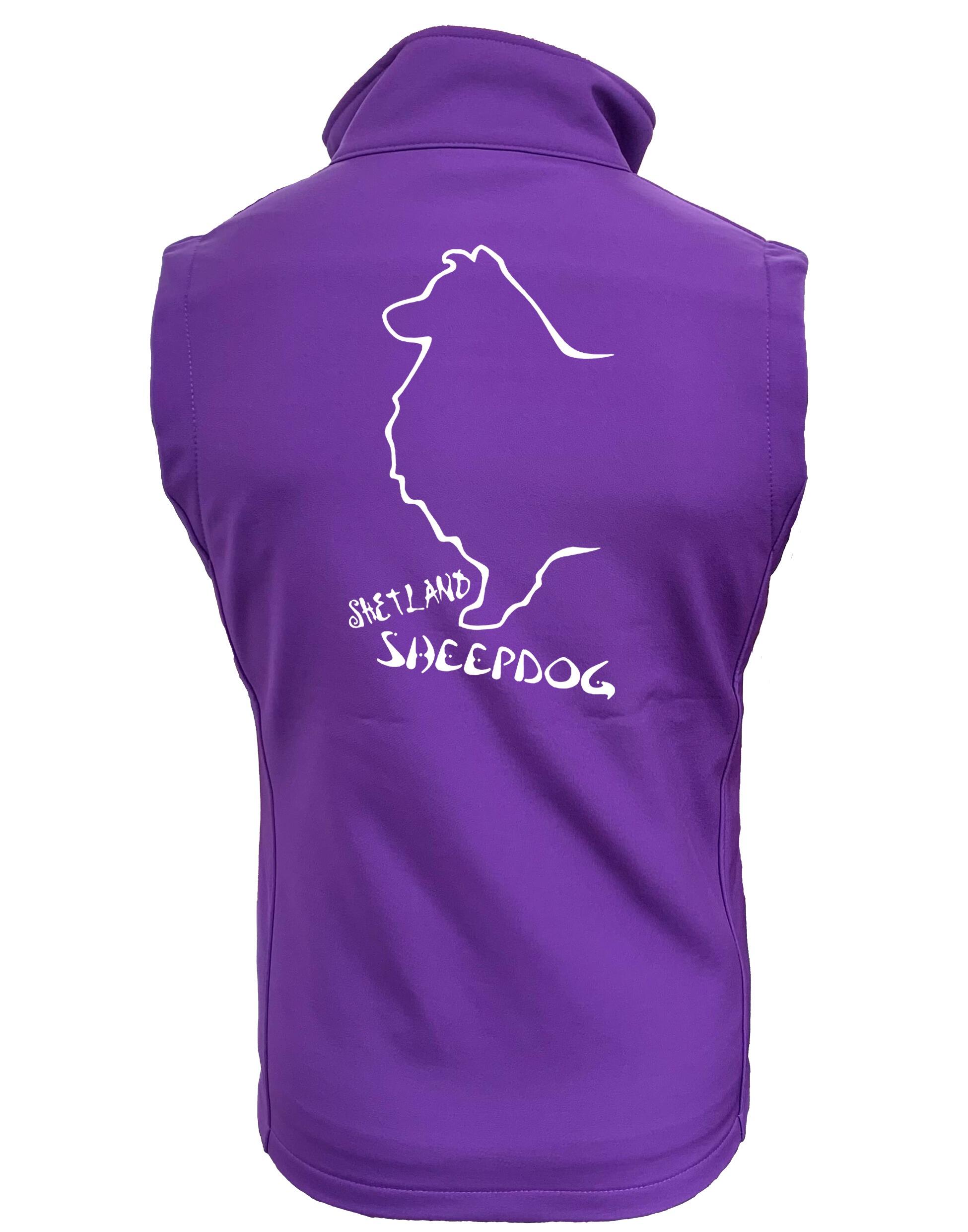 Unisex Softshell Gilet featuring exclusive Shetland Sheepdog graphic design.