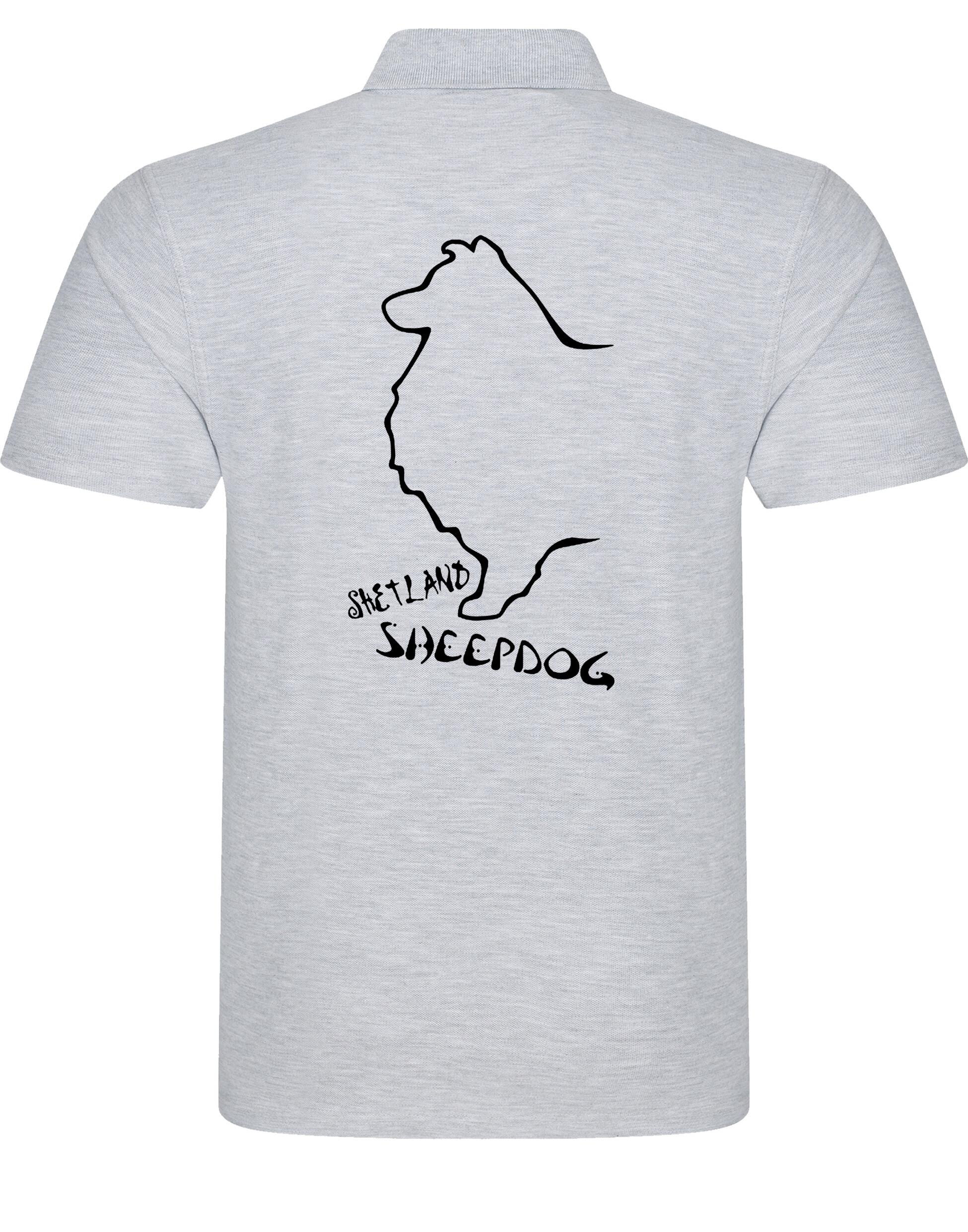 Unisex Cotton Polo featuring exclusive Shetland Sheepdog artwork on the back