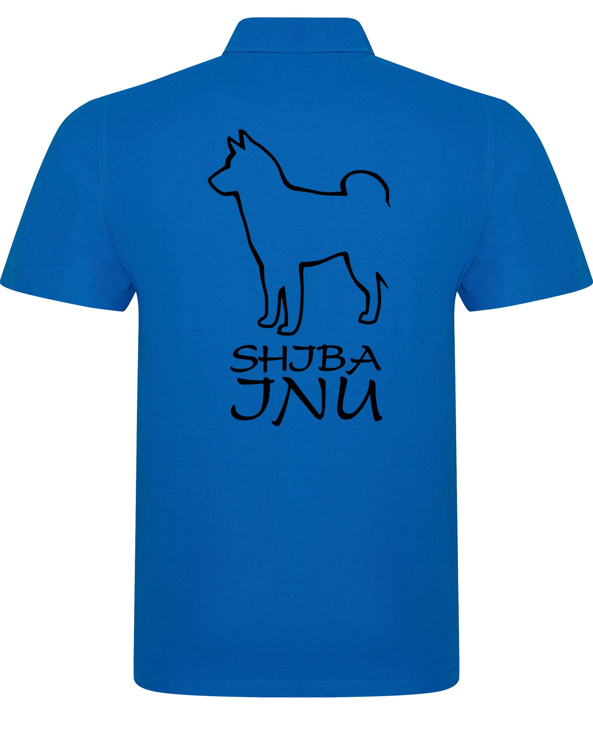 Unisex cotton polo shirt with exclusive Shiba Inu design on the back, made from lightweight breathable fabric with a relaxed fit, perfect for casual wear, dog events, or everyday outings.