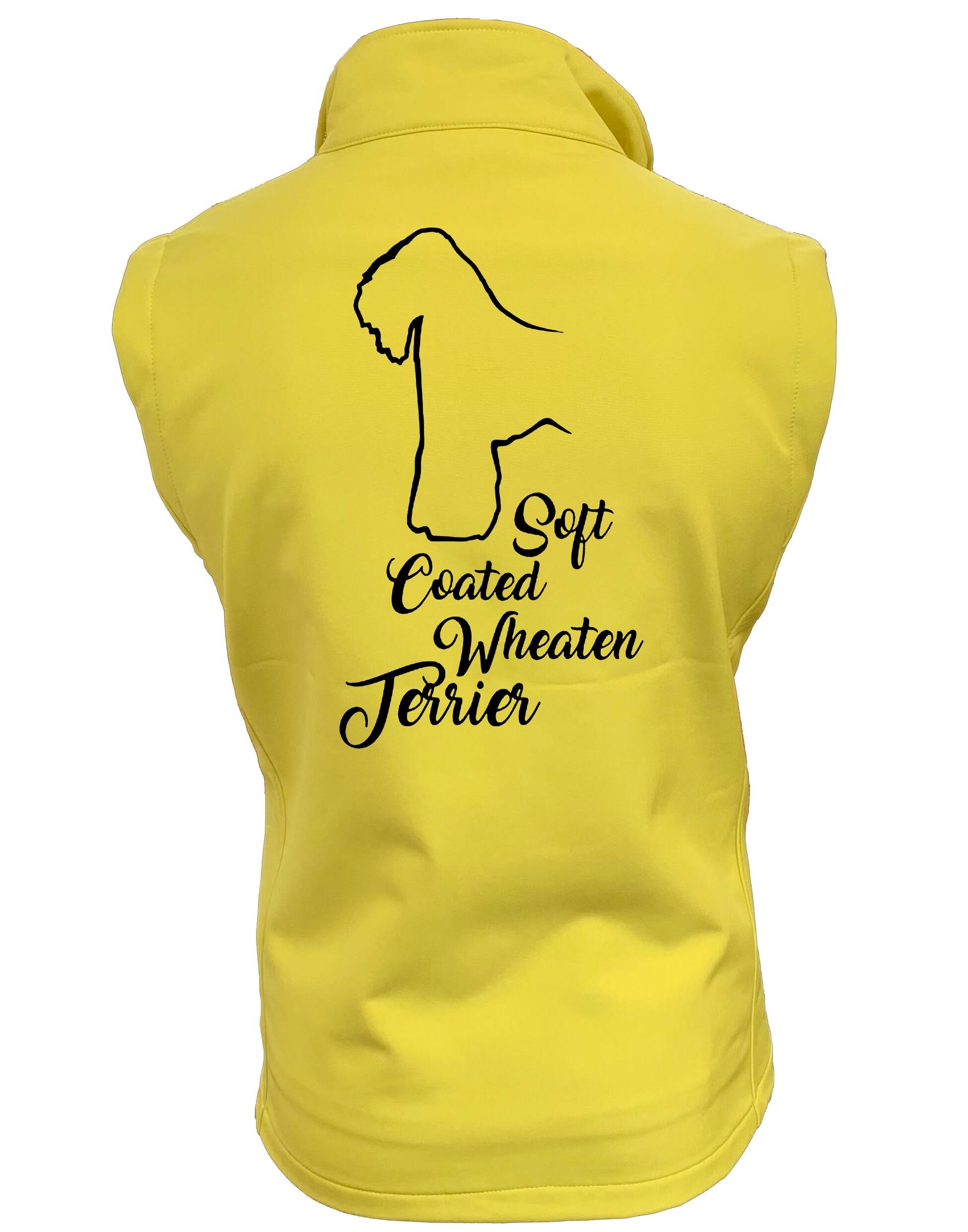 Unisex softshell gilet with Soft Coated Wheaten Terrier artwork, fleece-lined and water-resistant, perfect for outdoor wear