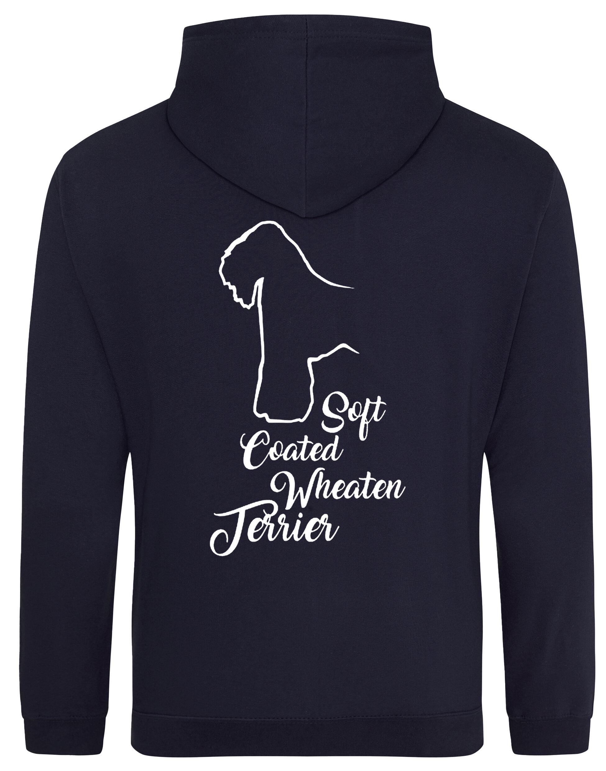 Soft Coated Wheaten Terrier pullover hoodie with exclusive breed artwork and customisable name or kennel details