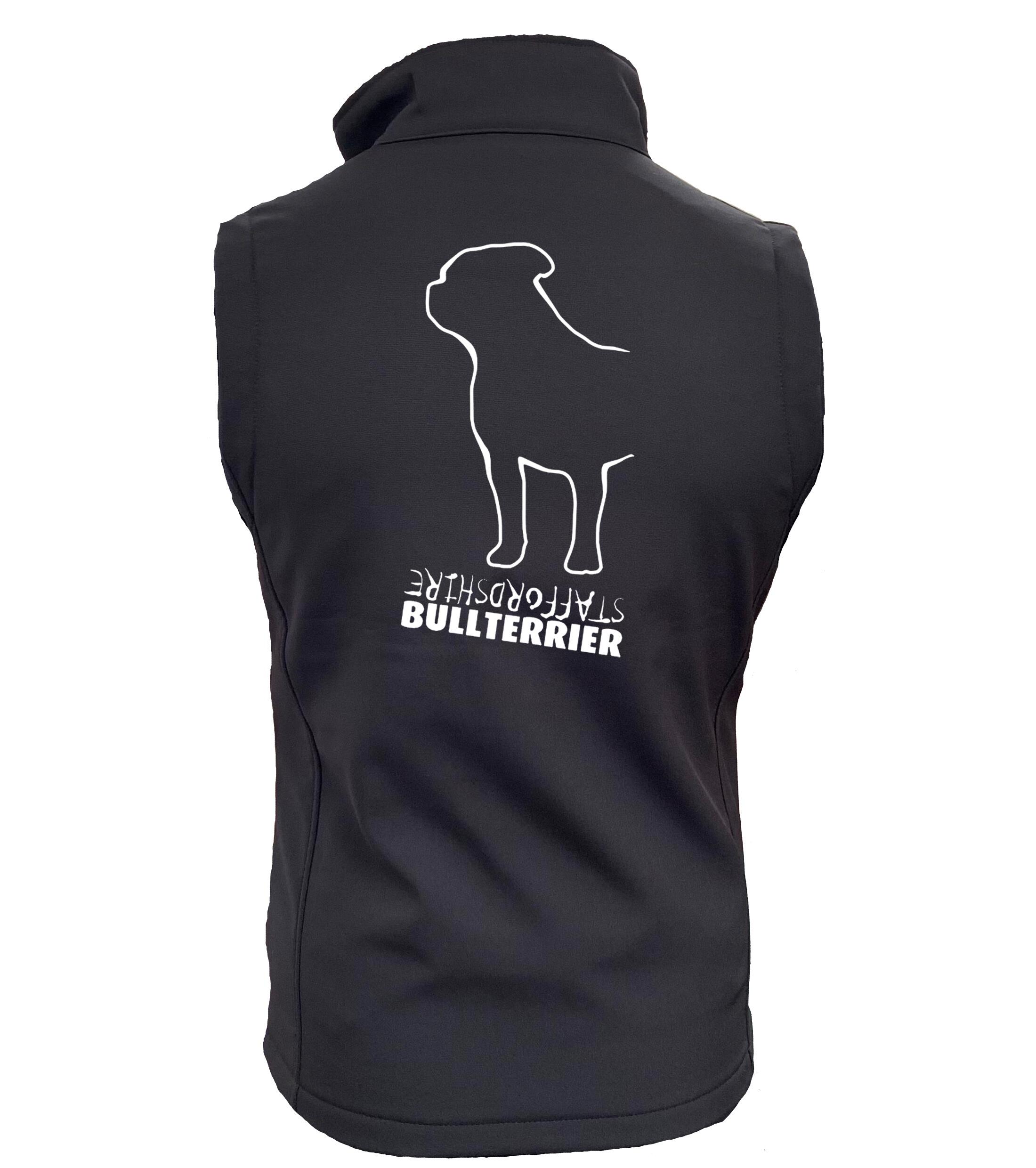 Unisex Staffordshire Bullterrier Softshell Gilet Black-Orange (White)