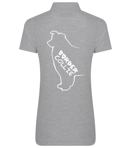 Female Border Collie Polo Shirt Heather Grey (White)