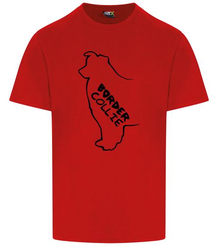 Unisex Border Collie T-Shirt Red (Black)