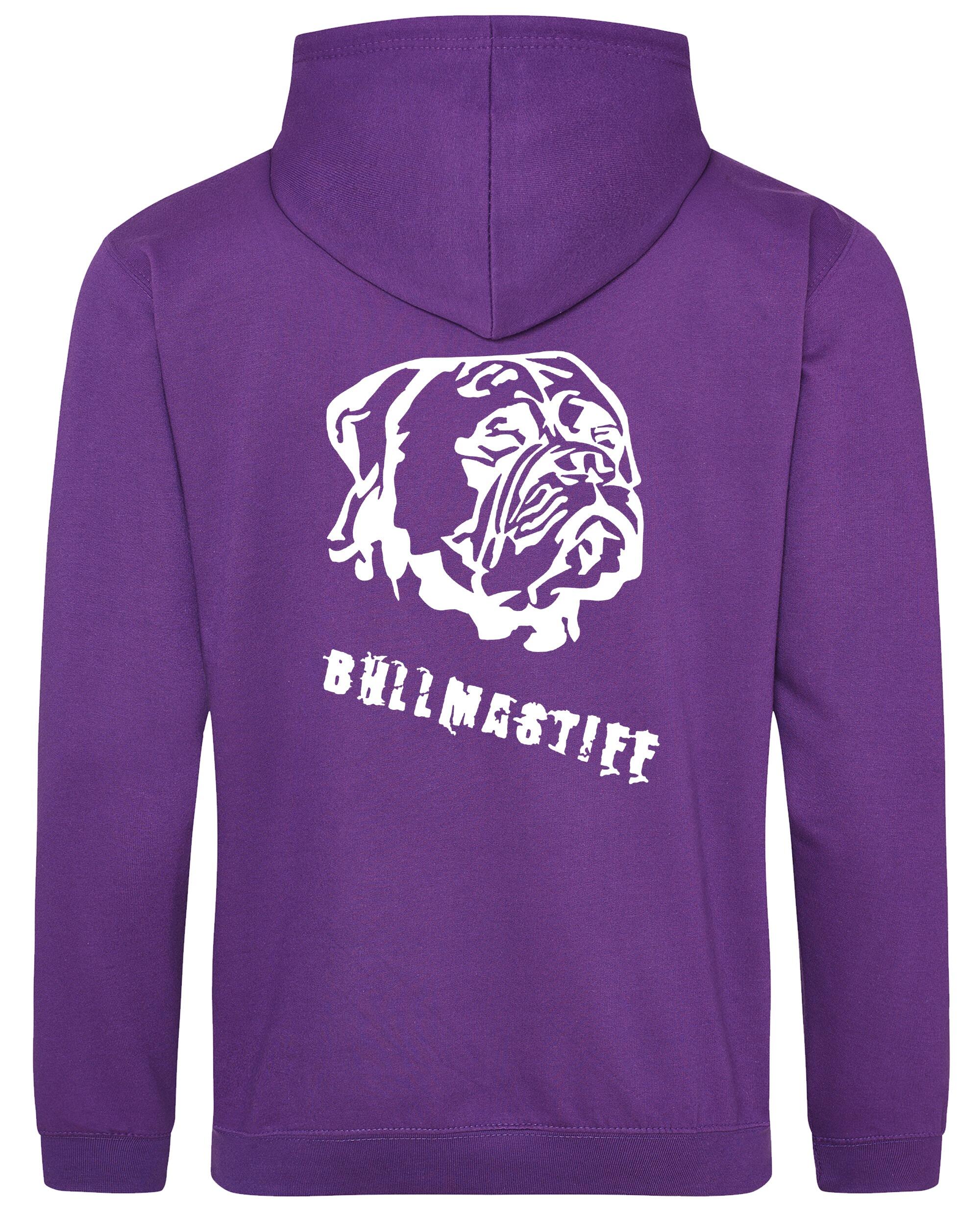 Unisex Bullmastiff Pullover Hoodie Purple (White)