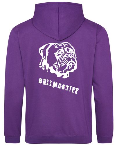 Unisex Bullmastiff Pullover Hoodie Purple (White)