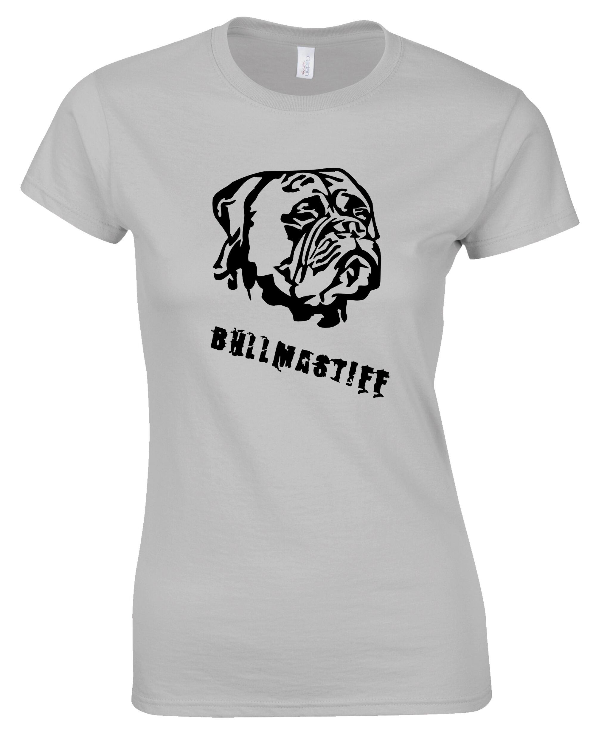 Female Bullmastiff T-Shirt Heather Grey (Black)