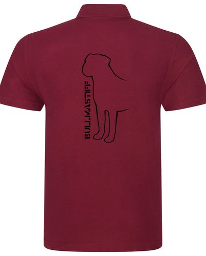 Unisex Bullmastiff (Standing) Polo Shirt Burgundy (Black)