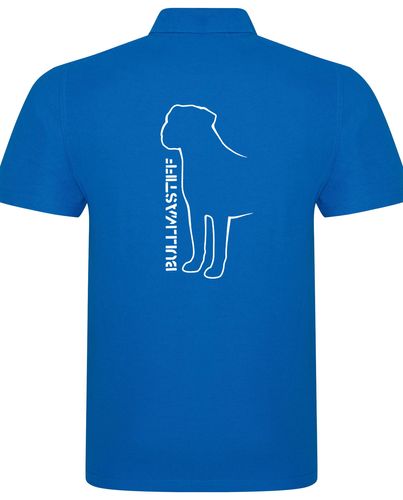 Unisex Bullmastiff (Standing) Polo Shirt Sapphire Blue (White)